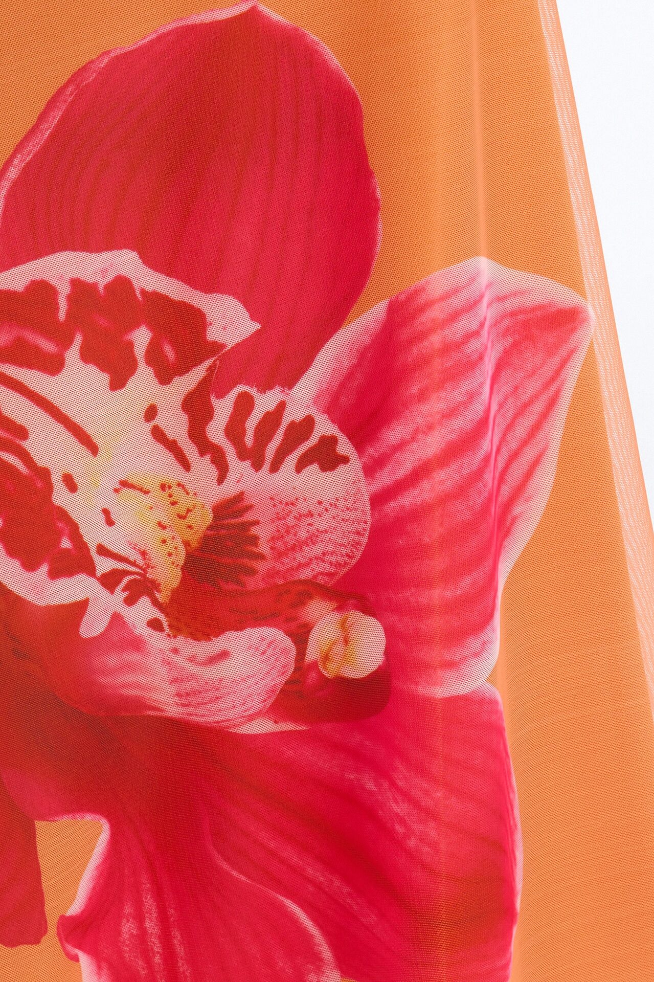 Summer Floral Mesh Maxi Skirt - Orange/combo