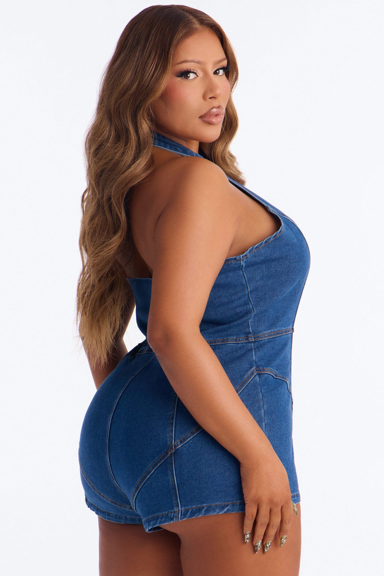 Denim Daze Micro Mini Romper - Medium Wash