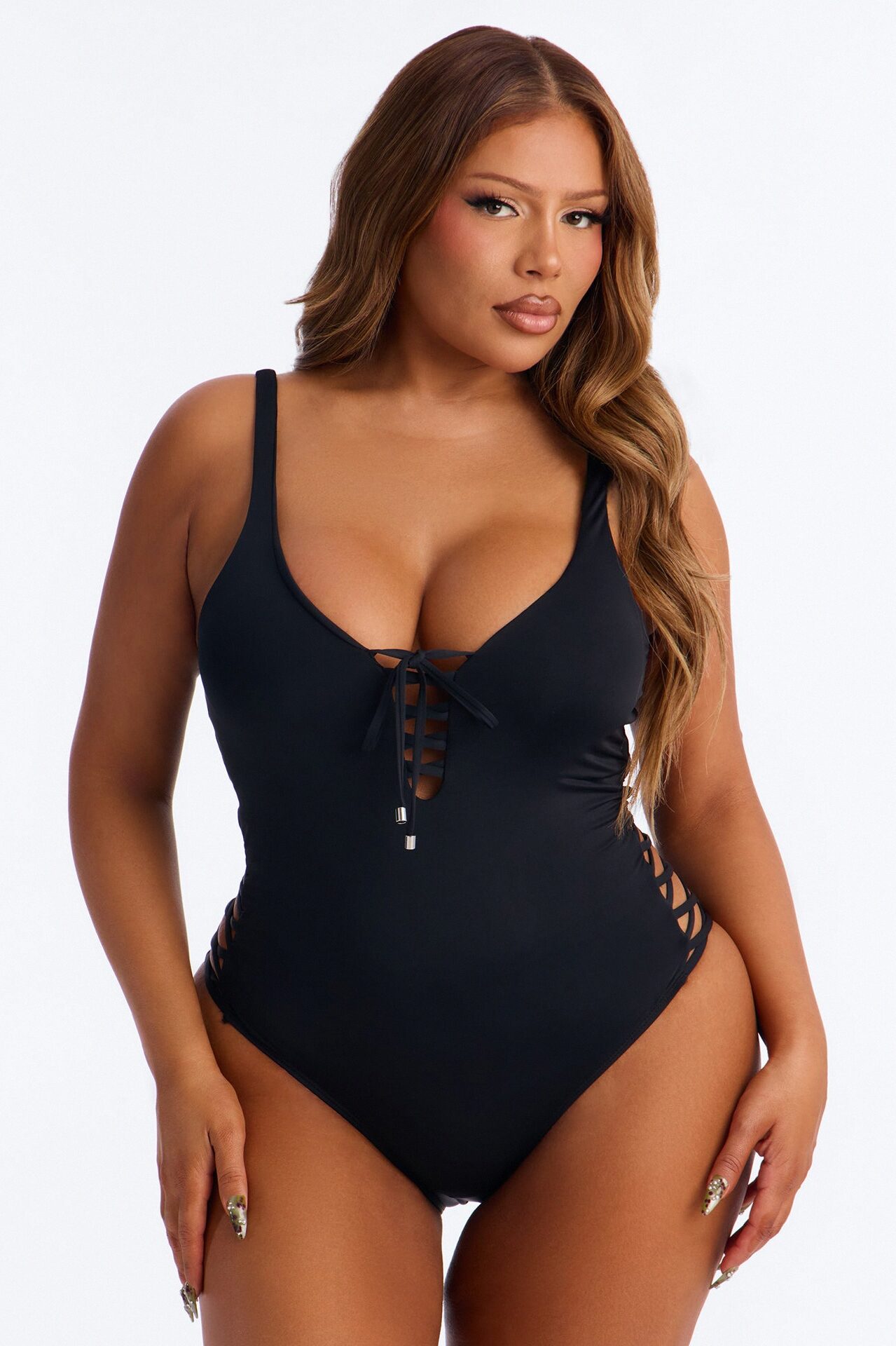Under The Shade Tie Detail 1 Piece Swimsuit - Black