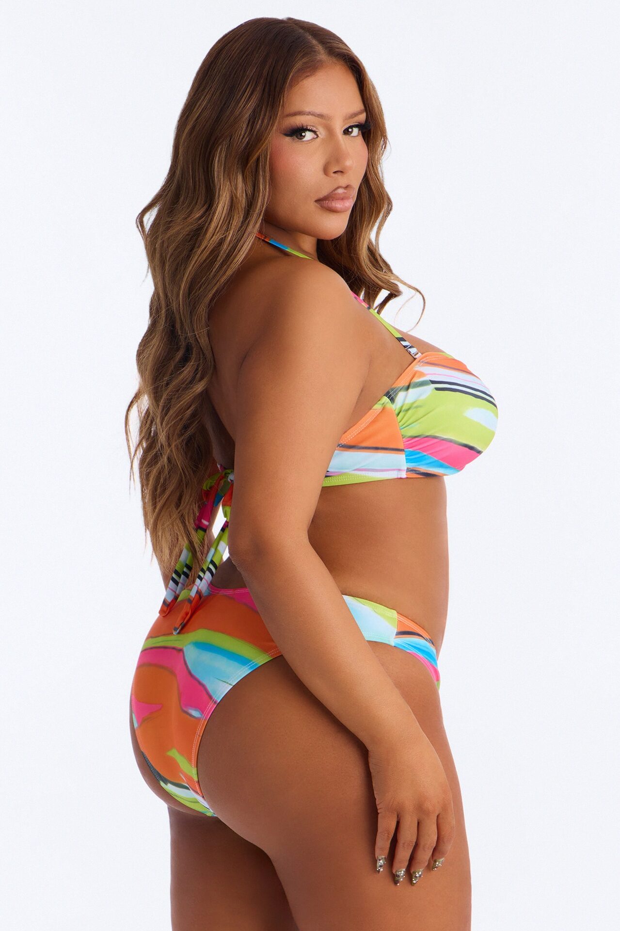 Rosalia Geometric Print Bandeau Bikini & Pant Set - Multi Color