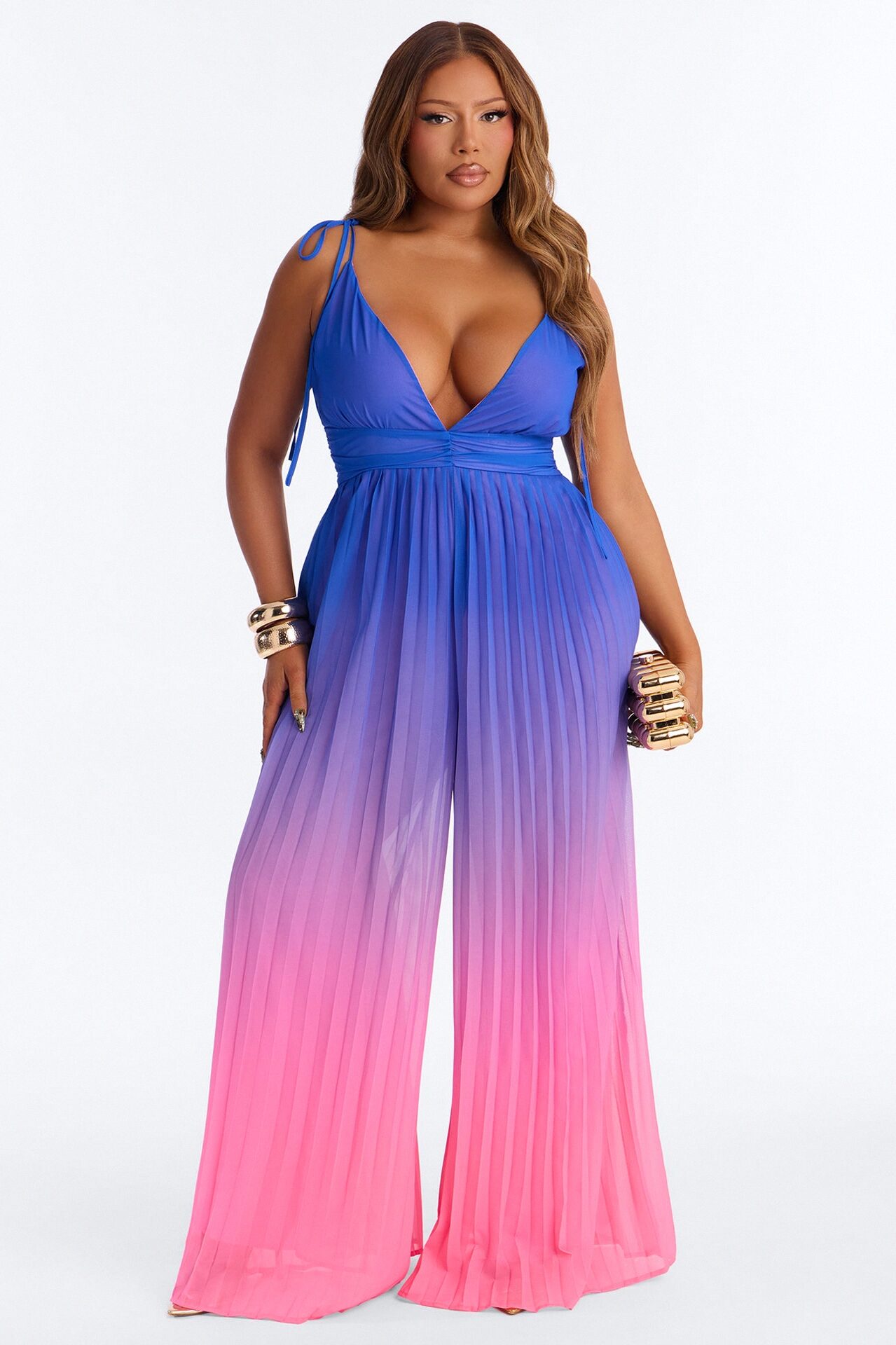 Valeria Chiffon Ombre Jumpsuit - Blue