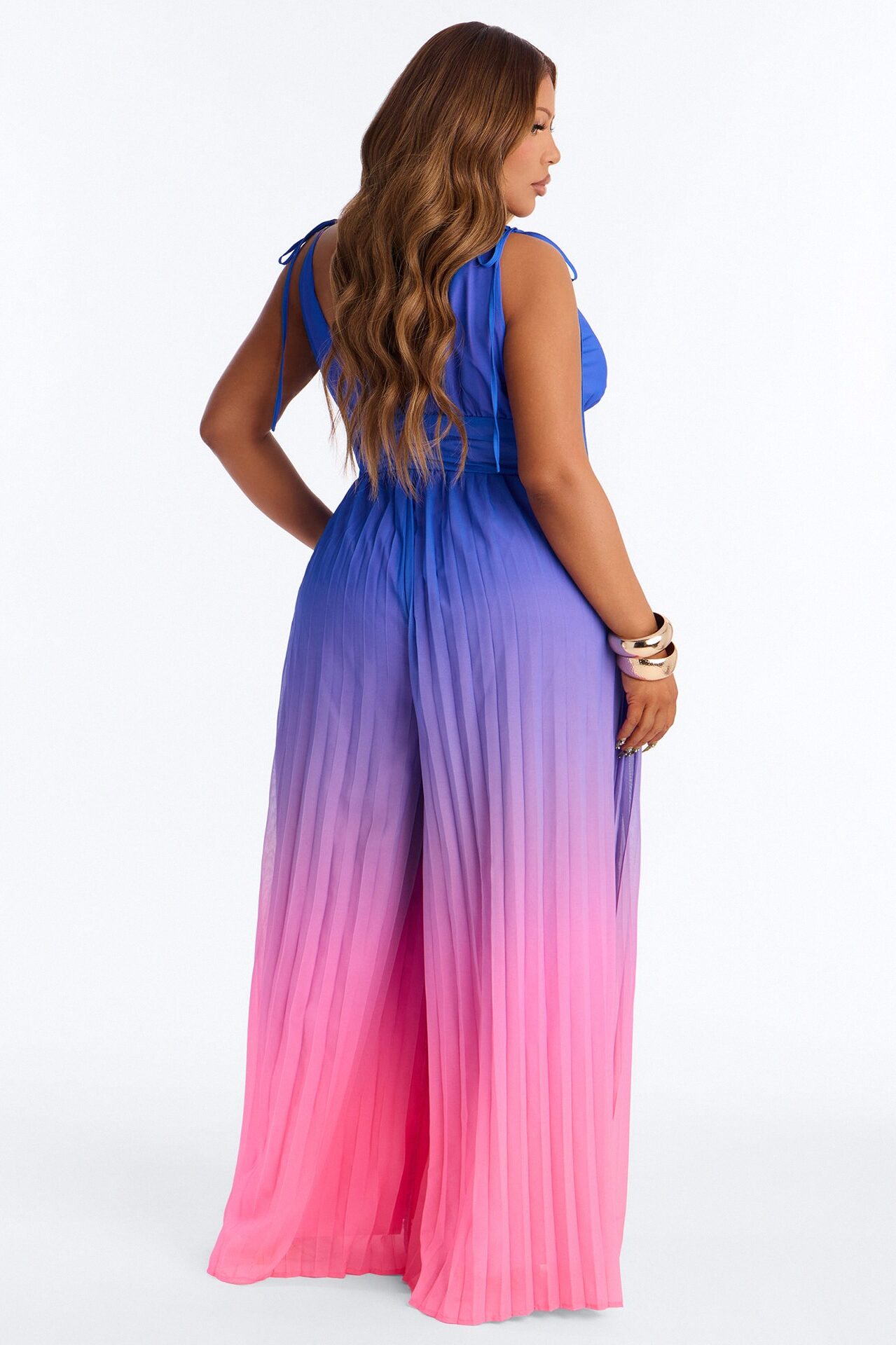 Valeria Chiffon Ombre Jumpsuit - Blue