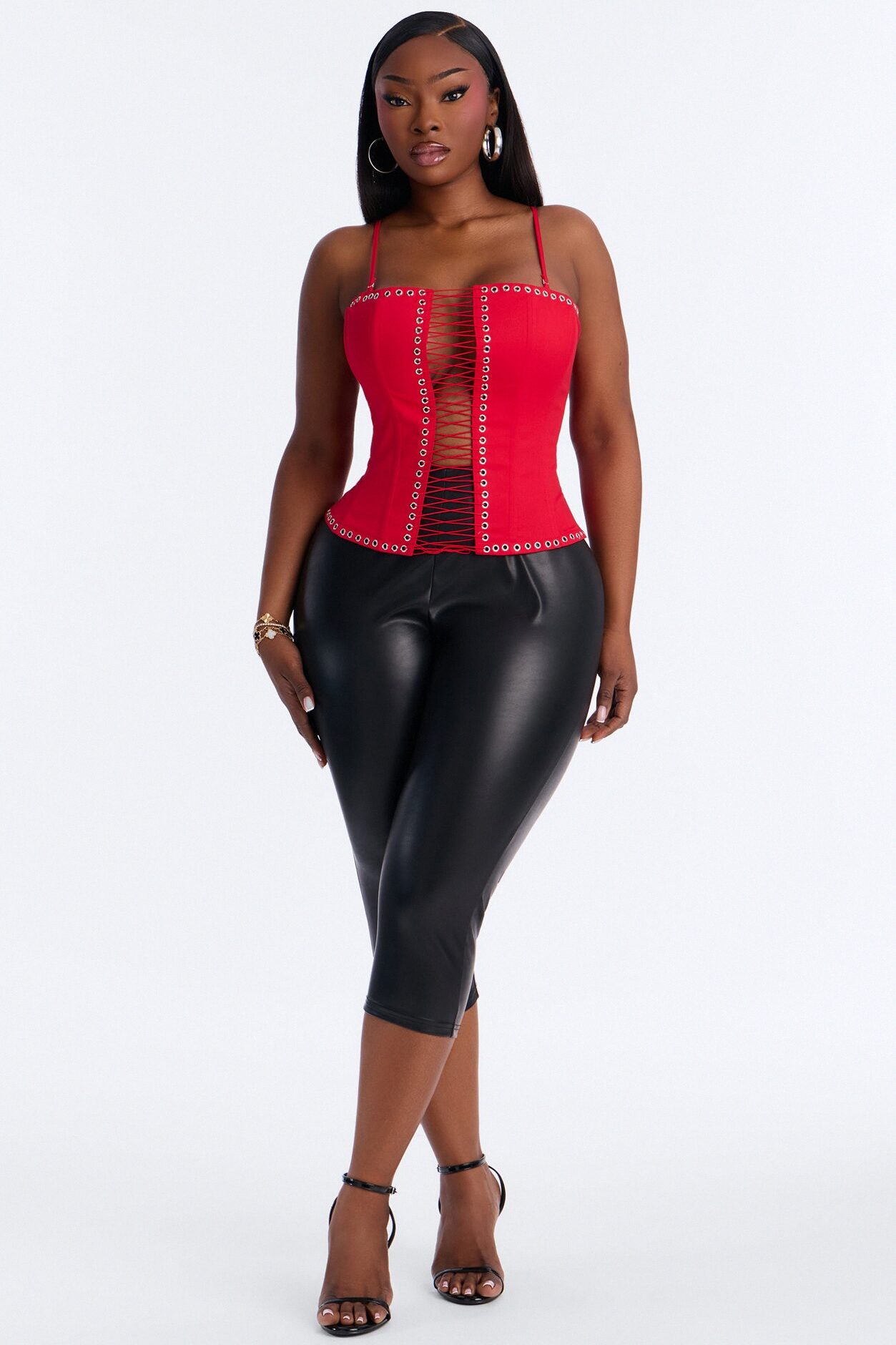 Dark Beauty Lace Up Corset Top - Red