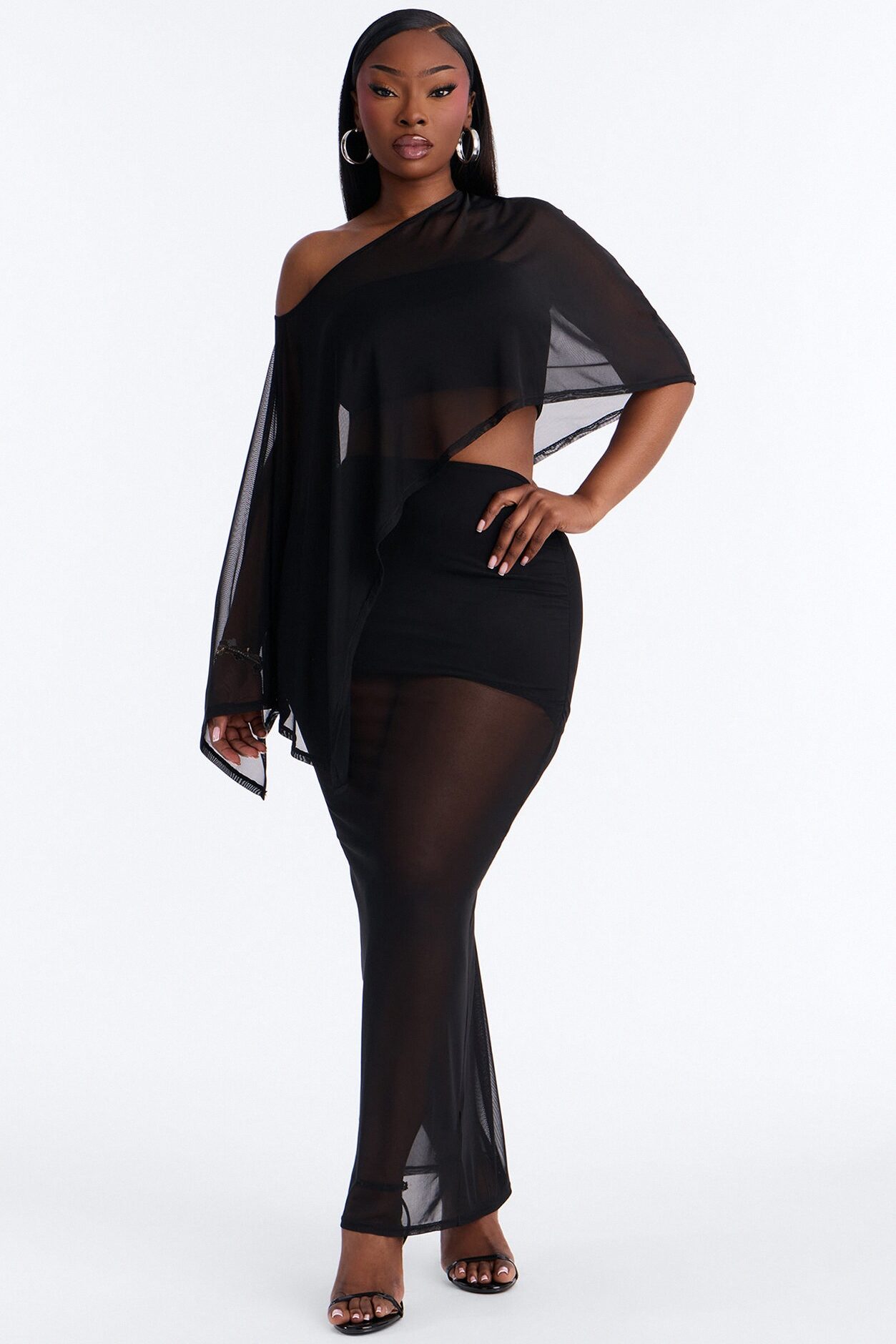 Enjoy The View 3 Piece Mesh Skirt Set - Black