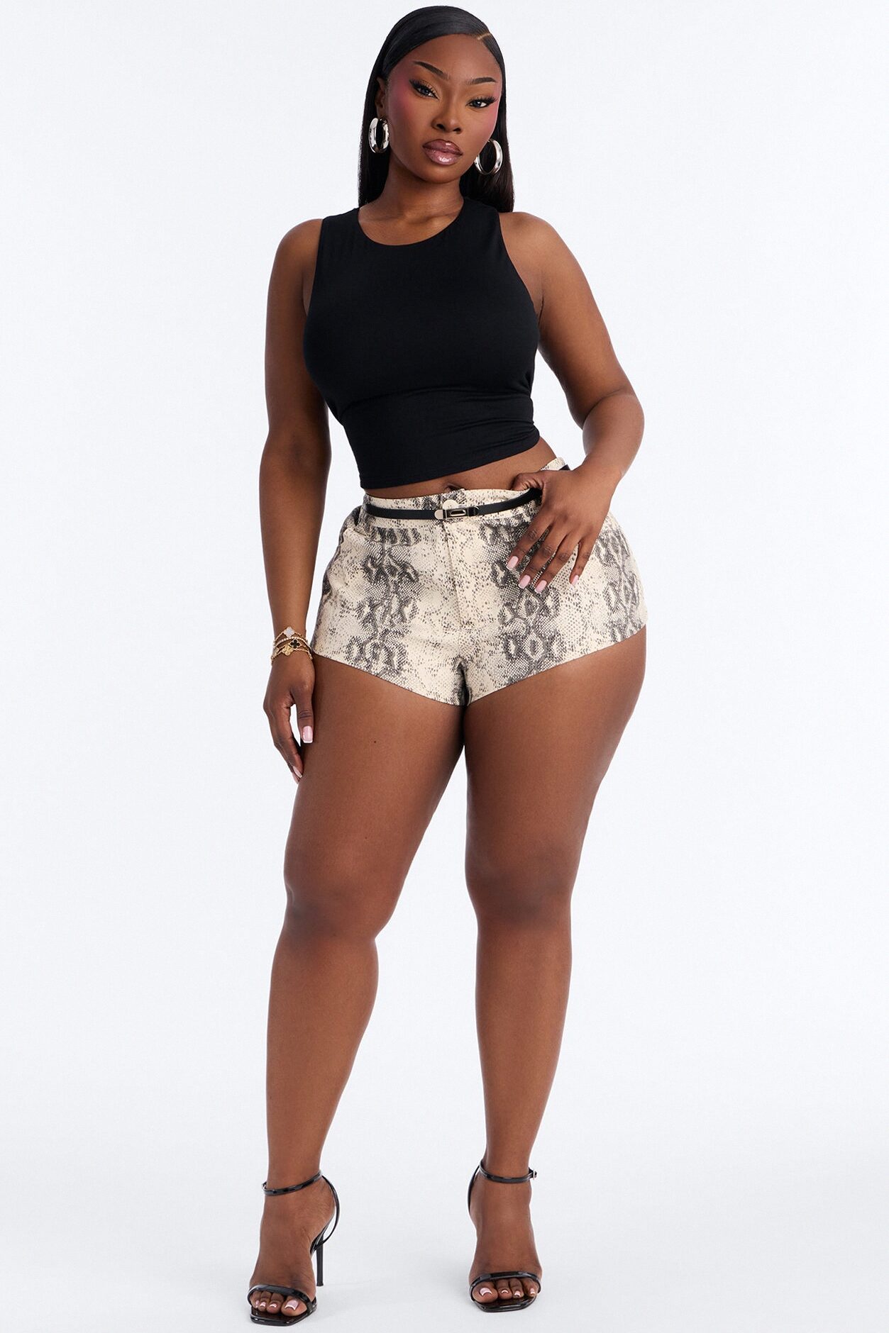 Snake Eyes Belted Twill Micro Short - Cream/combo