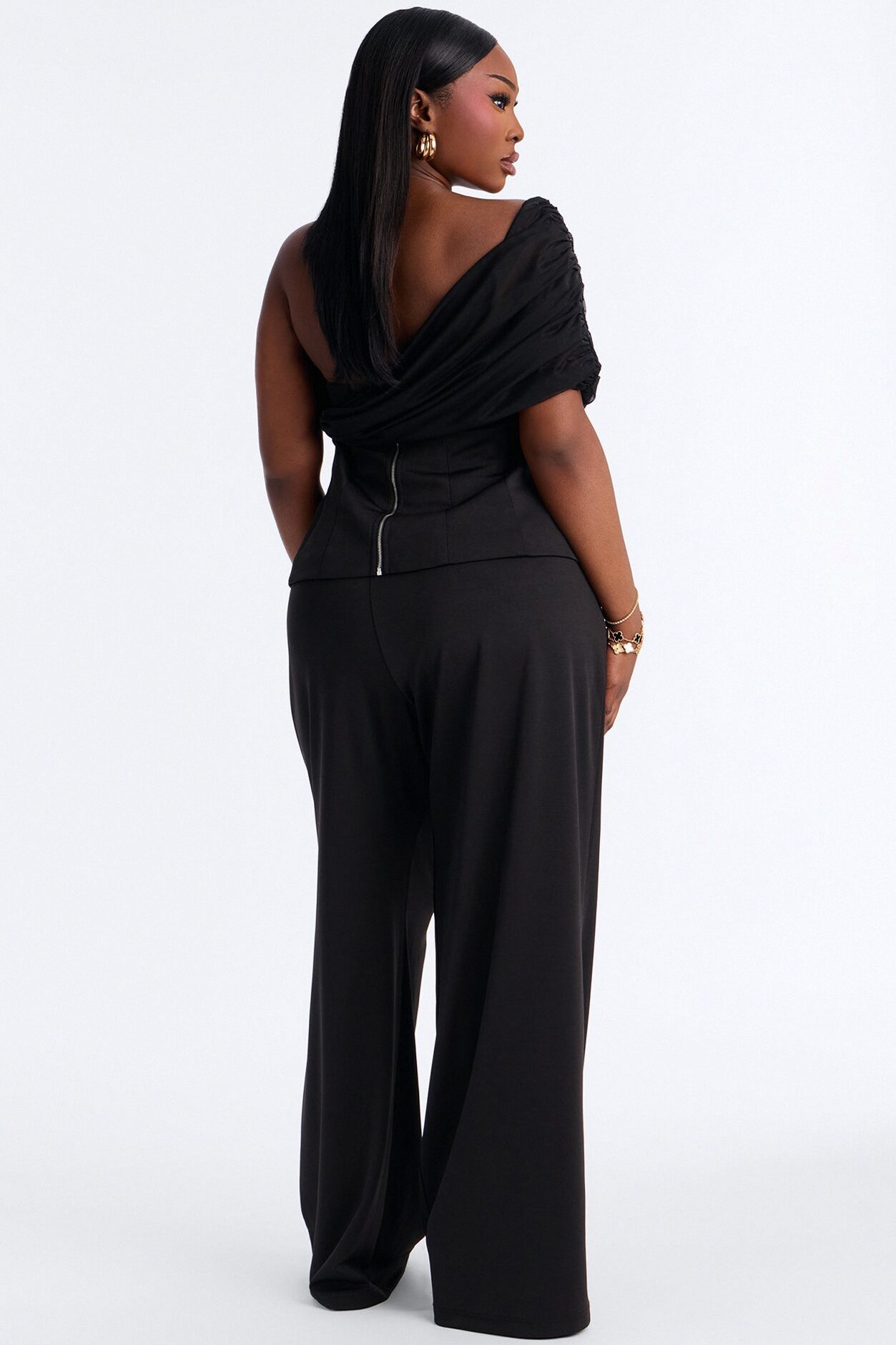 Diana One Shoulder Pant Set - Black