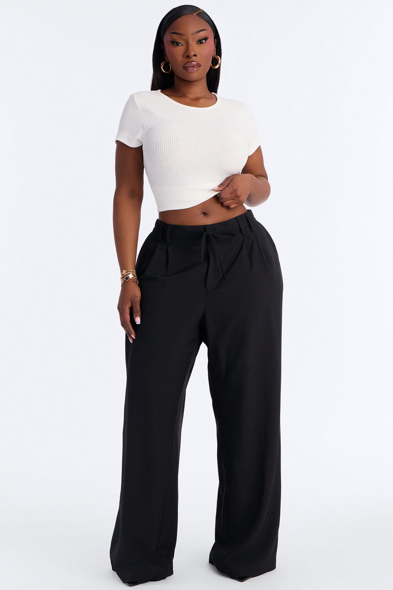 Cami Wide Leg Trouser Pant - Black
