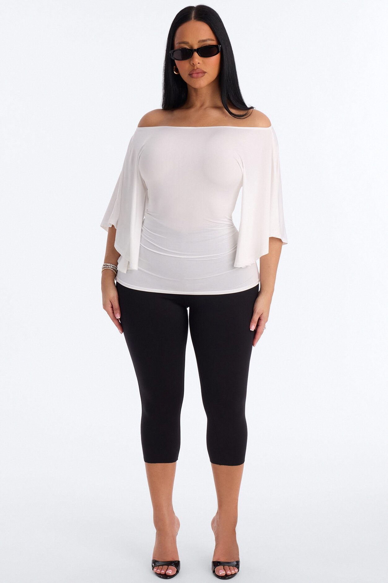 Cierra Cinched Waist Short Sleeve Top - White