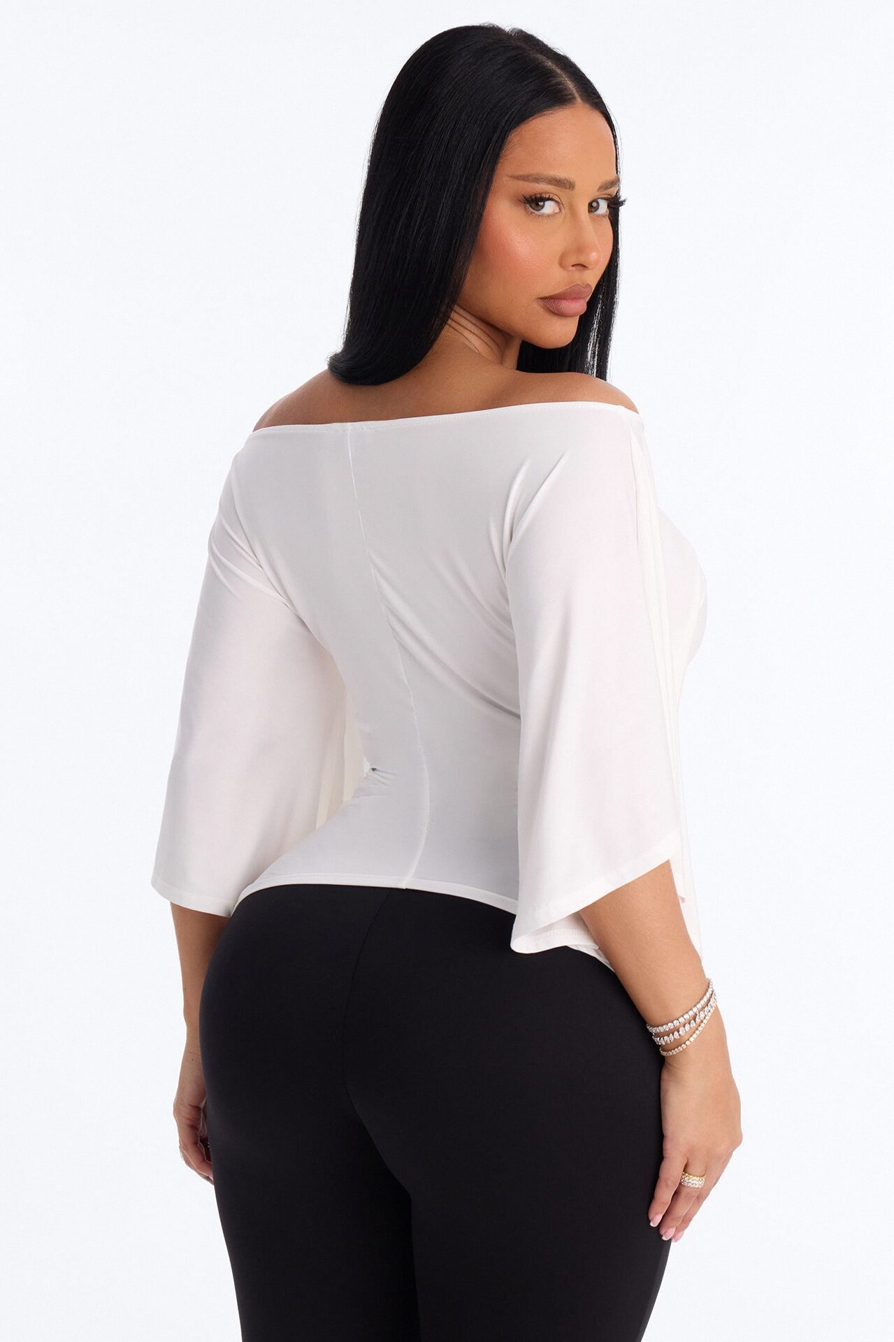 Cierra Cinched Waist Short Sleeve Top - White