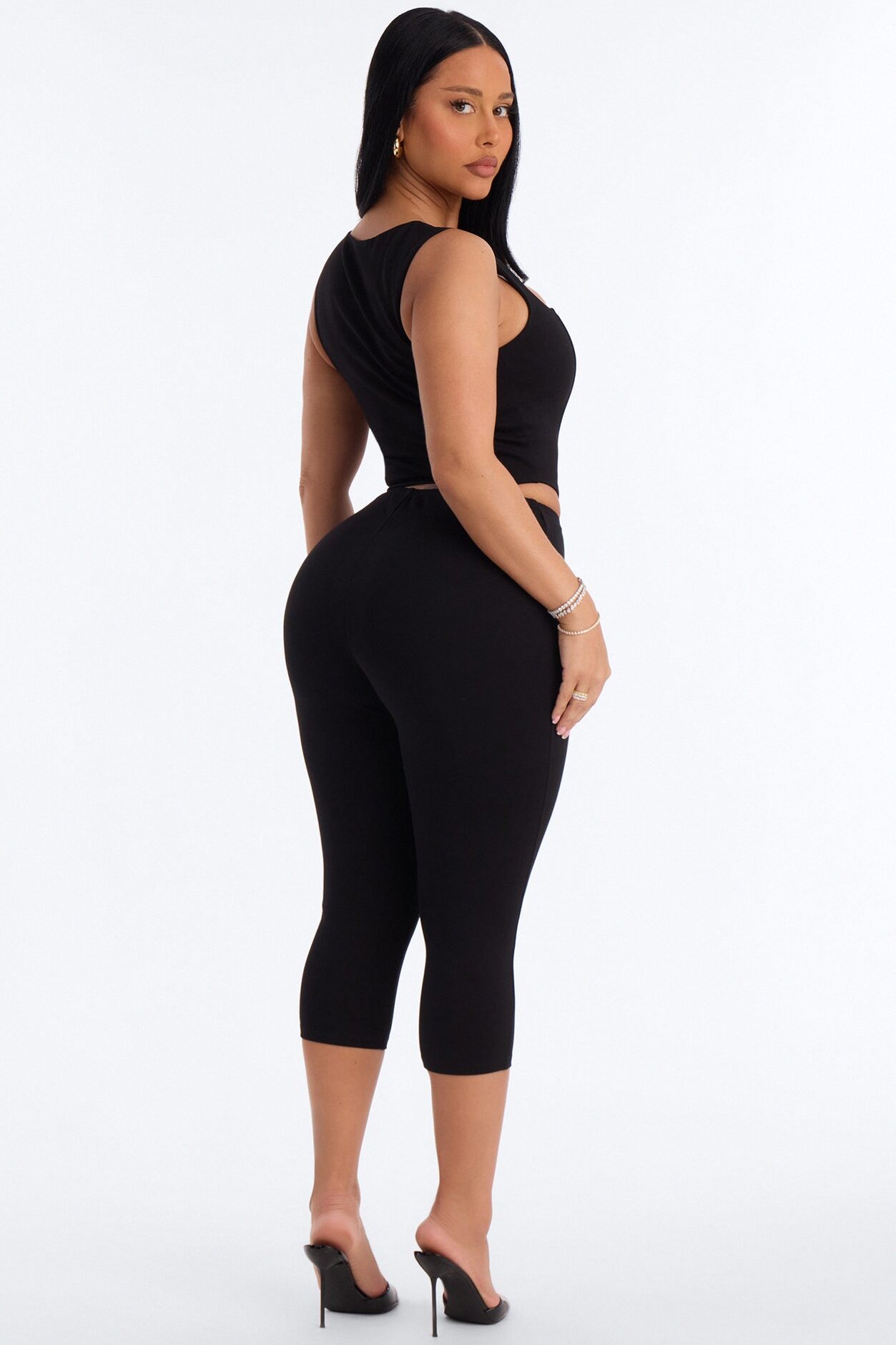 Sweet Talk Ponte Corset Capri Set - Black