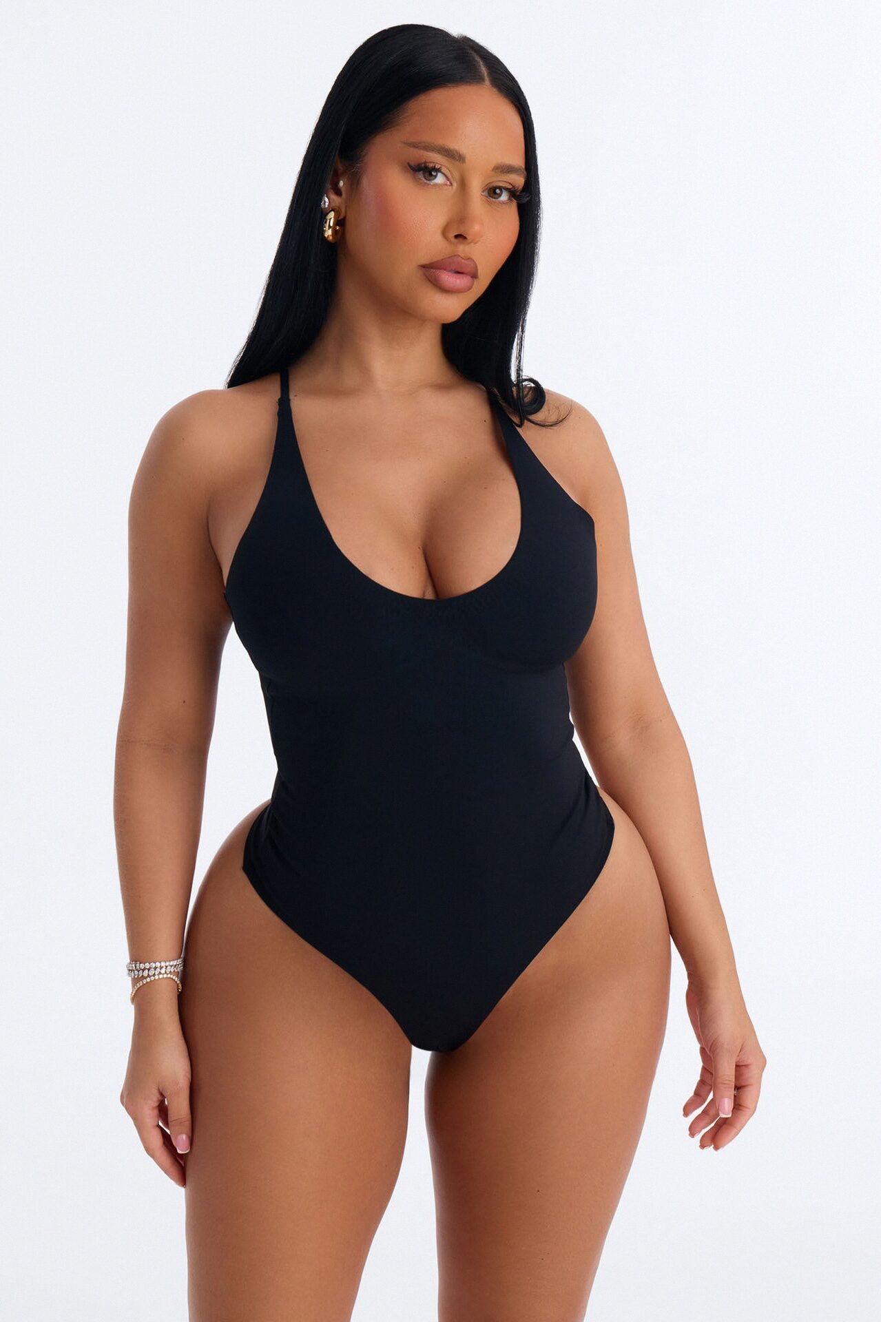 Dani Scoop Neck Seamless Bodysuit - Black