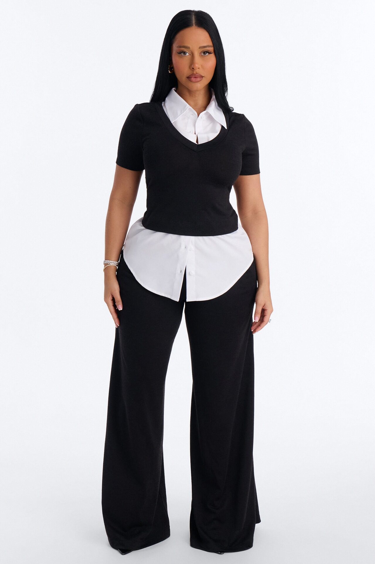 Sharay Knit 2fer Pant Set - Black