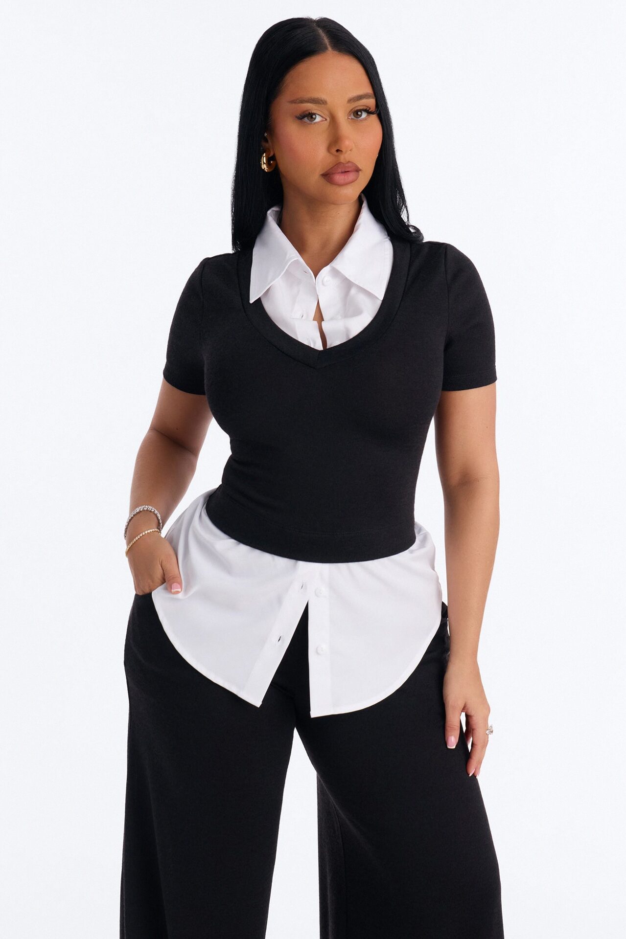Sharay Knit 2fer Pant Set - Black