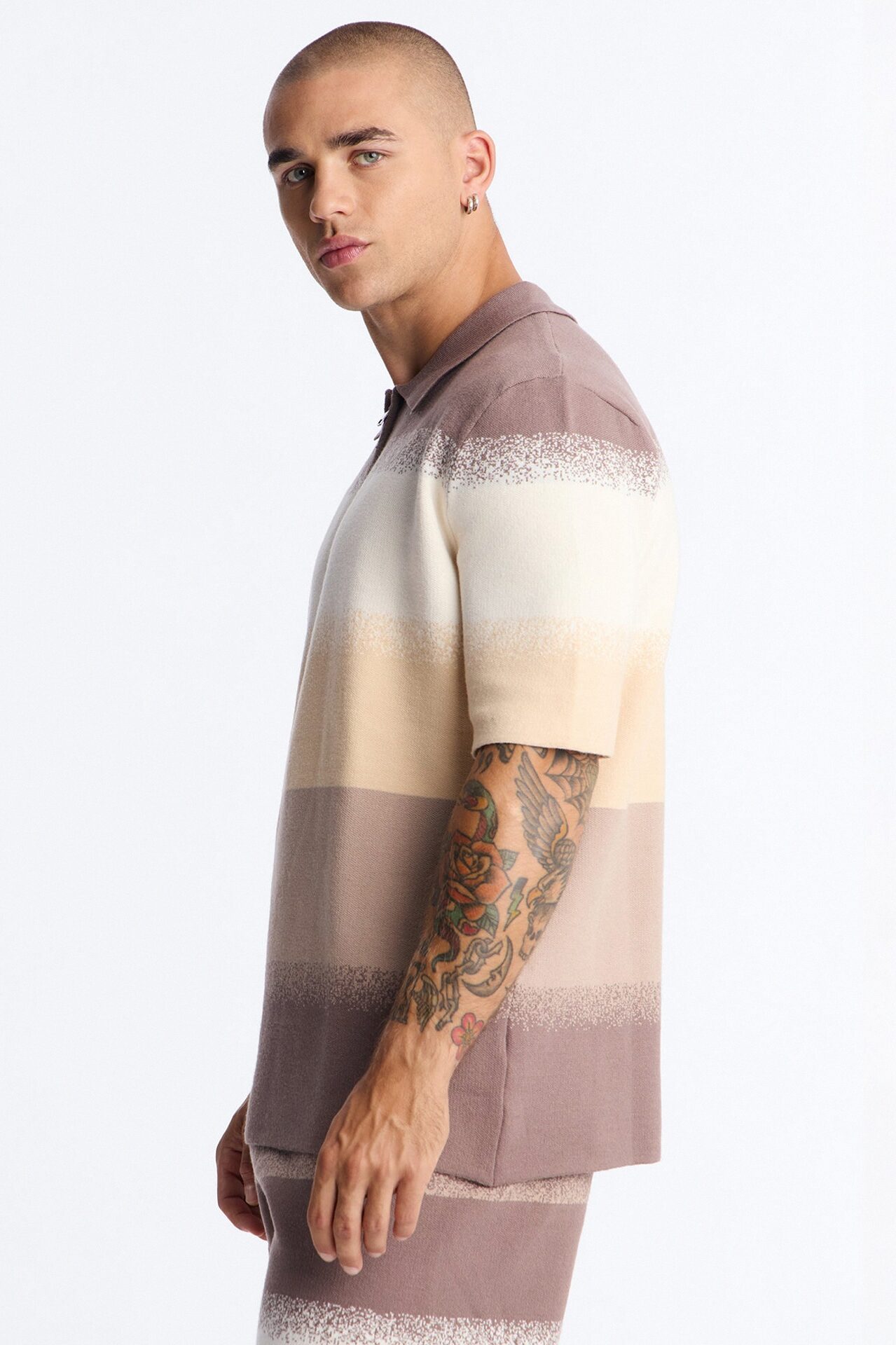 Mojave Dusk Quarter Zip Polo - Brown/combo