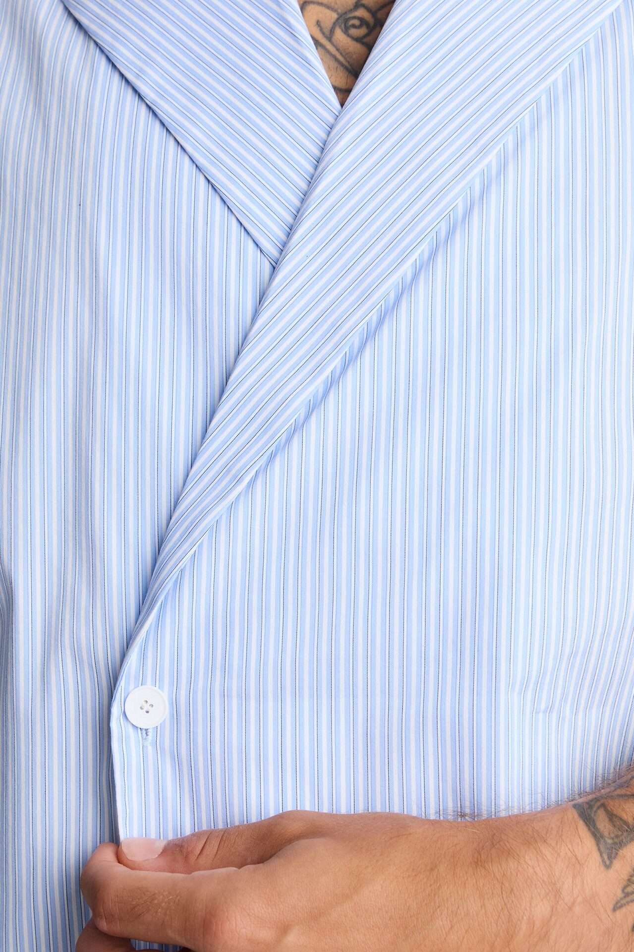 Relaxed Linear Breeze Blazer Shirt - Blue/combo
