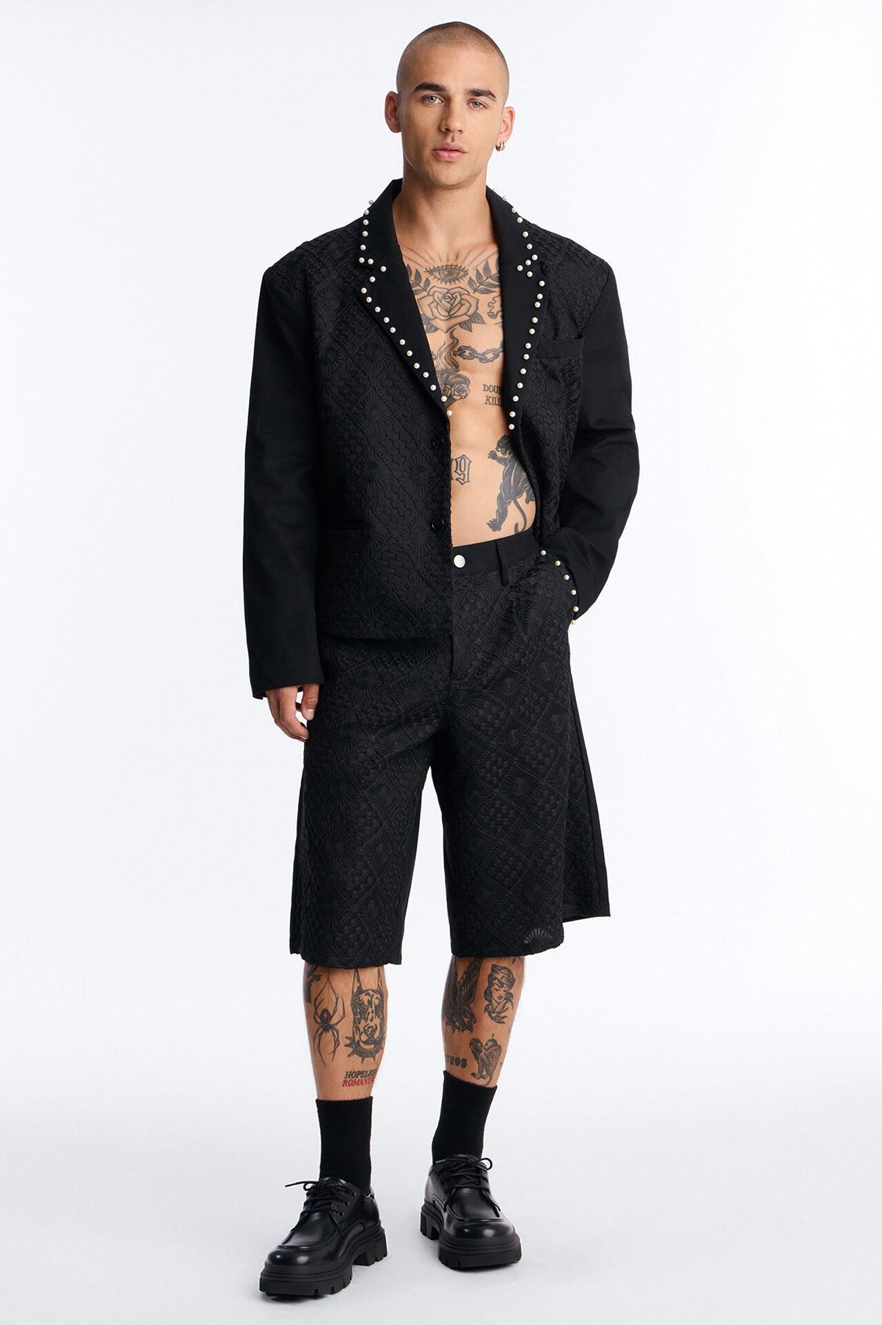 Baggy Lattice Luxe Pearl Short - Black