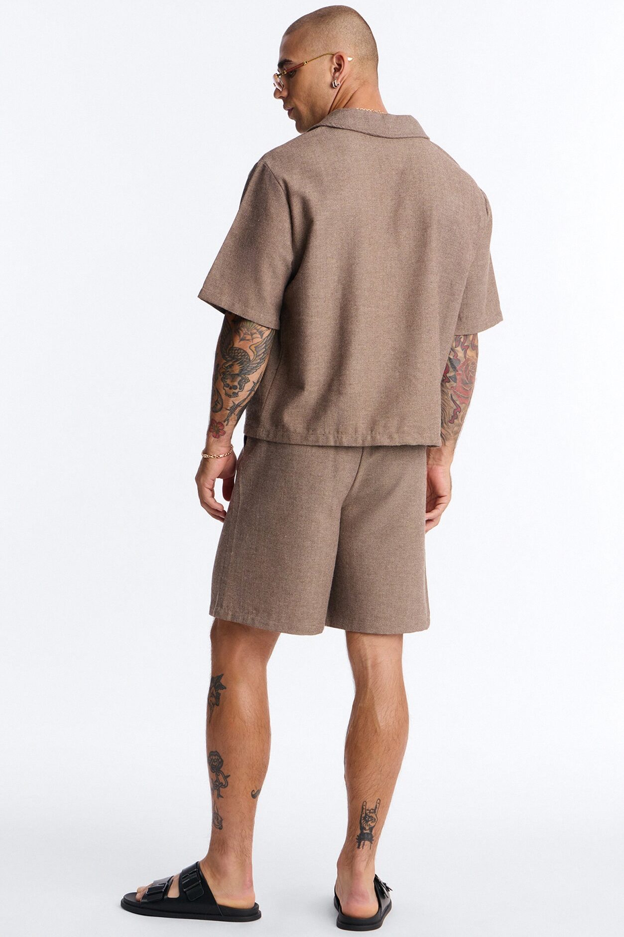 Maison Tailored Textured Wrapped Short - Brown