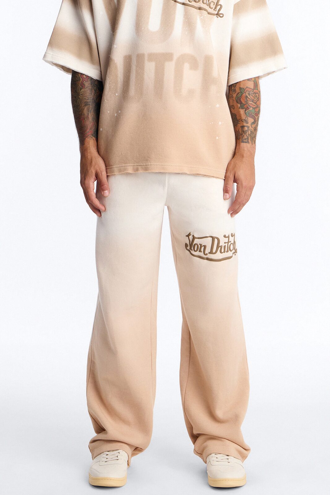 Von Dutch Faded Wide Leg Sweatpant - Cream