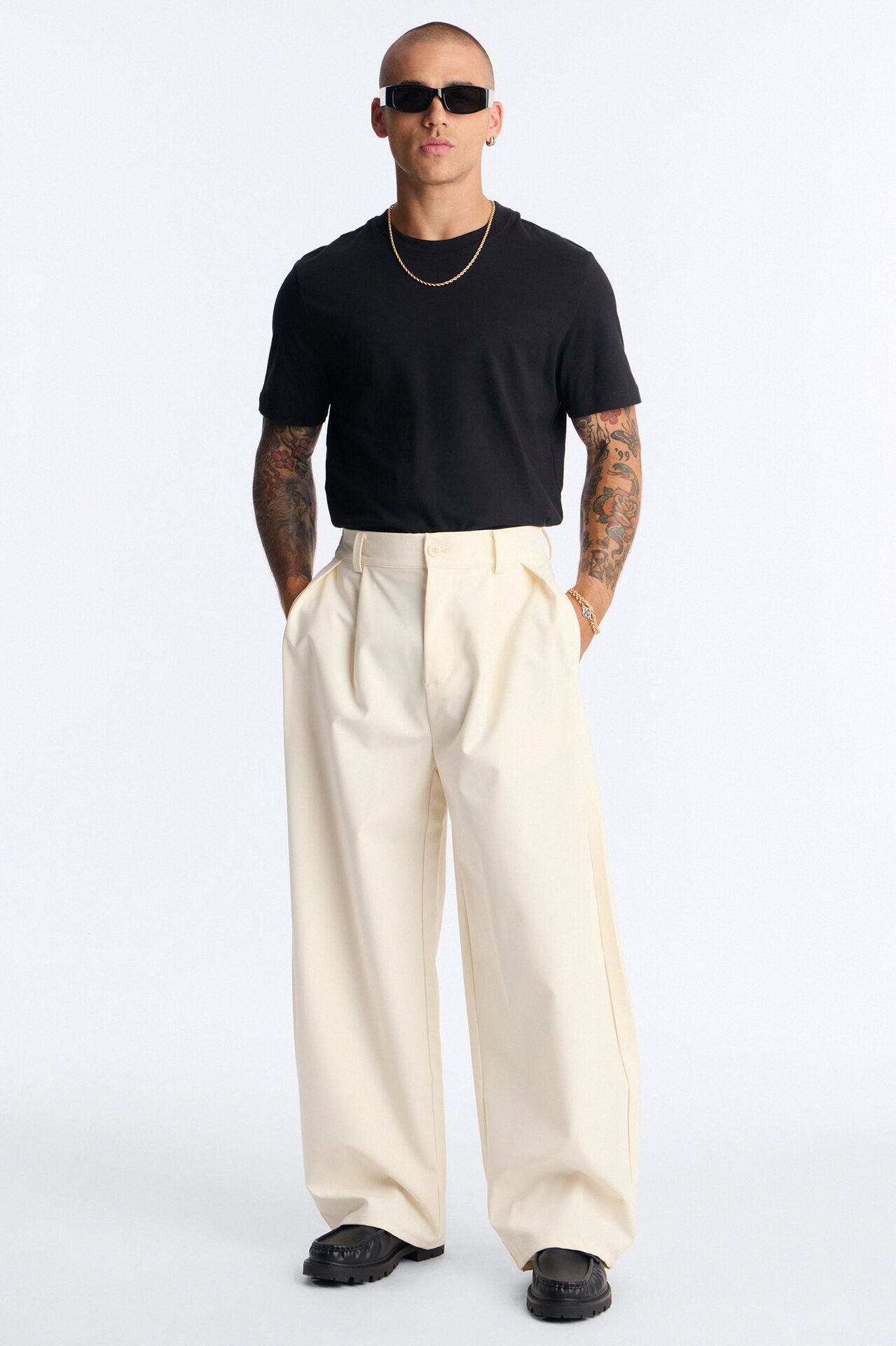 Barrel Bold Flow Trousers - Cream
