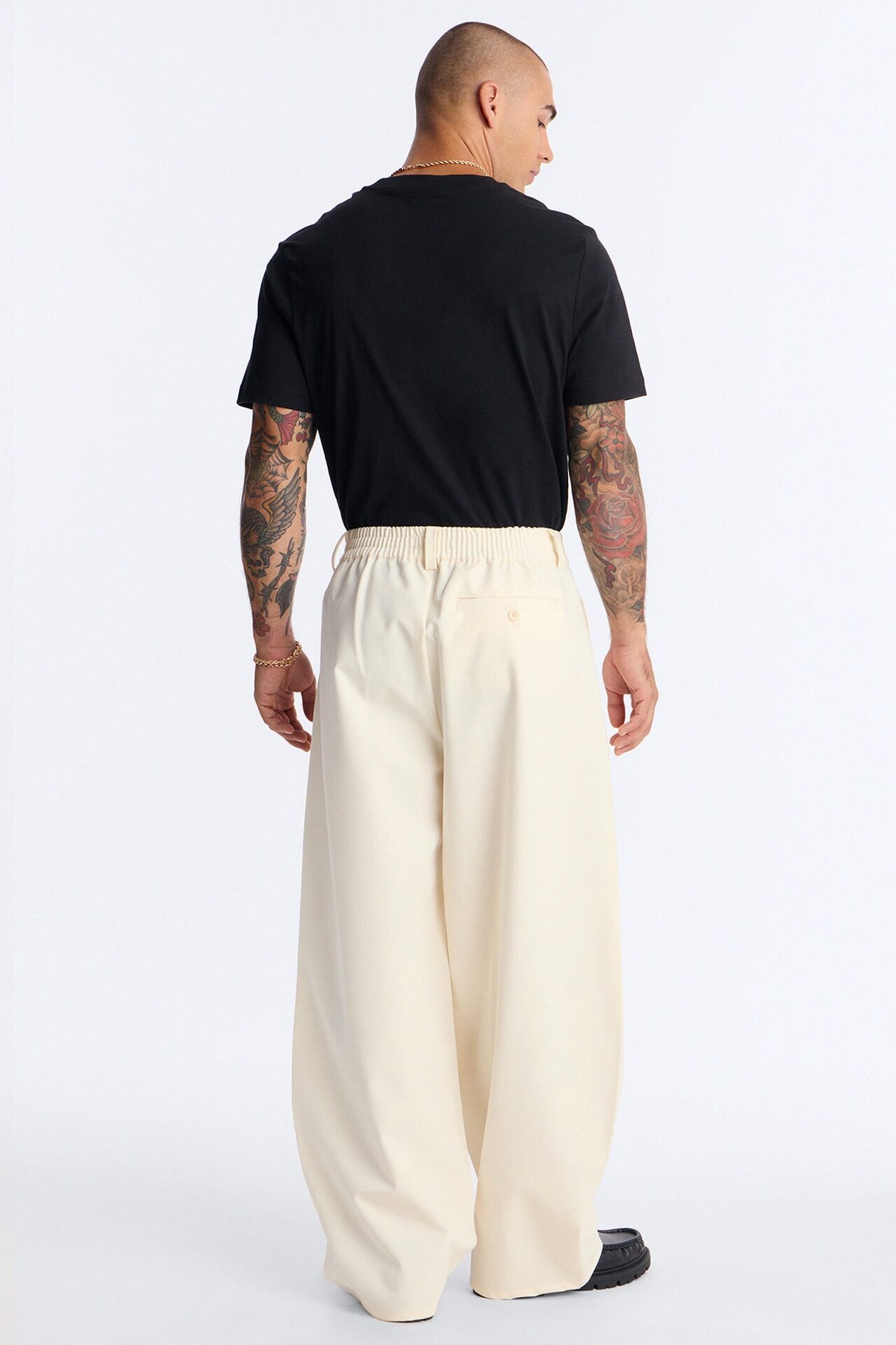 Barrel Bold Flow Trousers - Cream