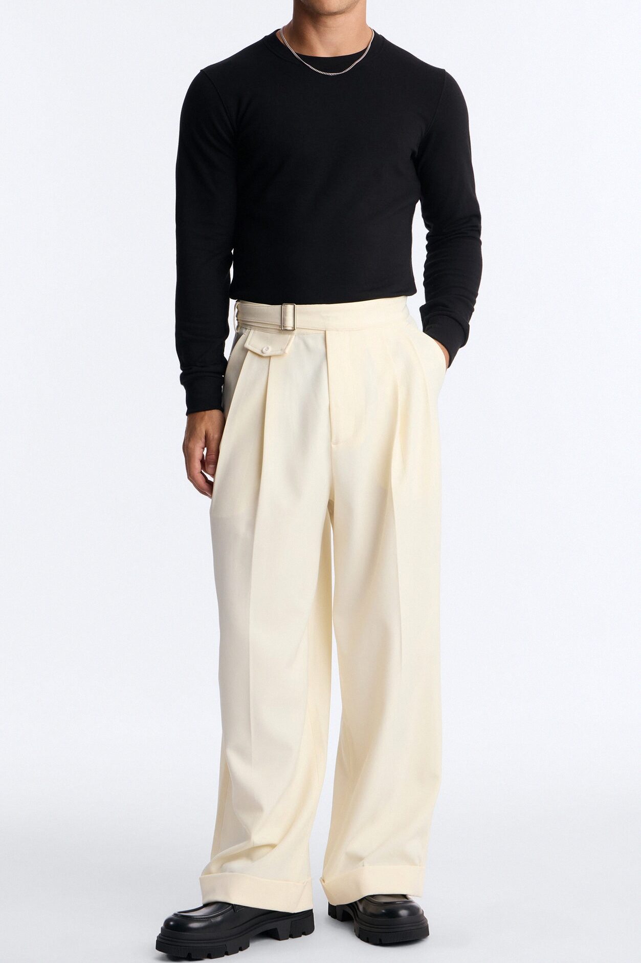 Wide Leg Vanderbilt Gurkha Trouser - Cream