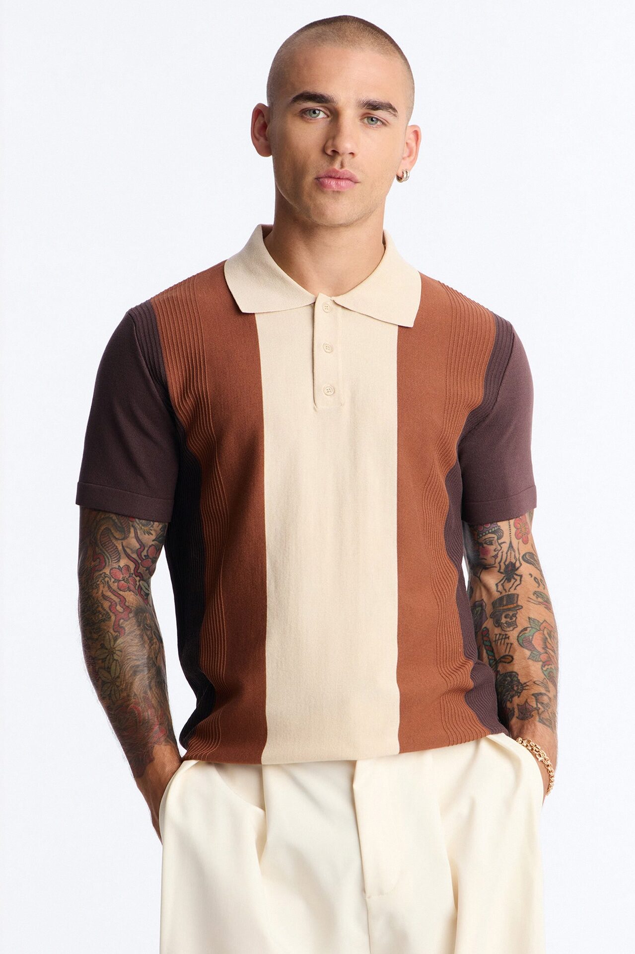 Palm Springs Panel Polo - Brown/combo