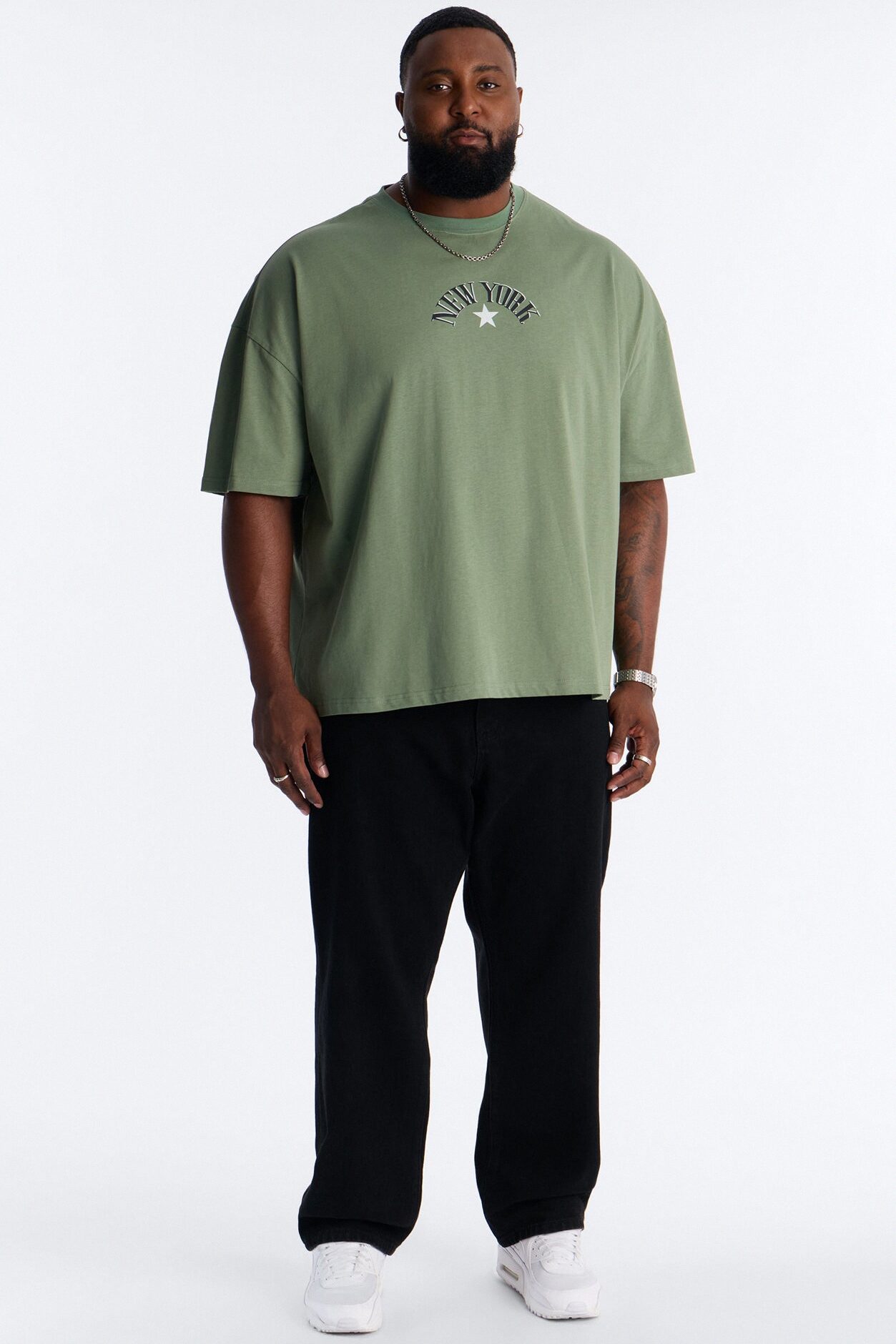 New York Heavy Weight Oversized Short Sleeve Tee - Olive