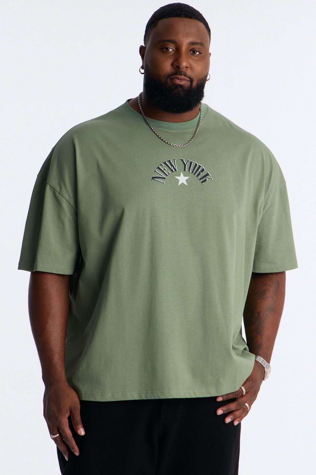 New York Heavy Weight Oversized Short Sleeve Tee - Olive