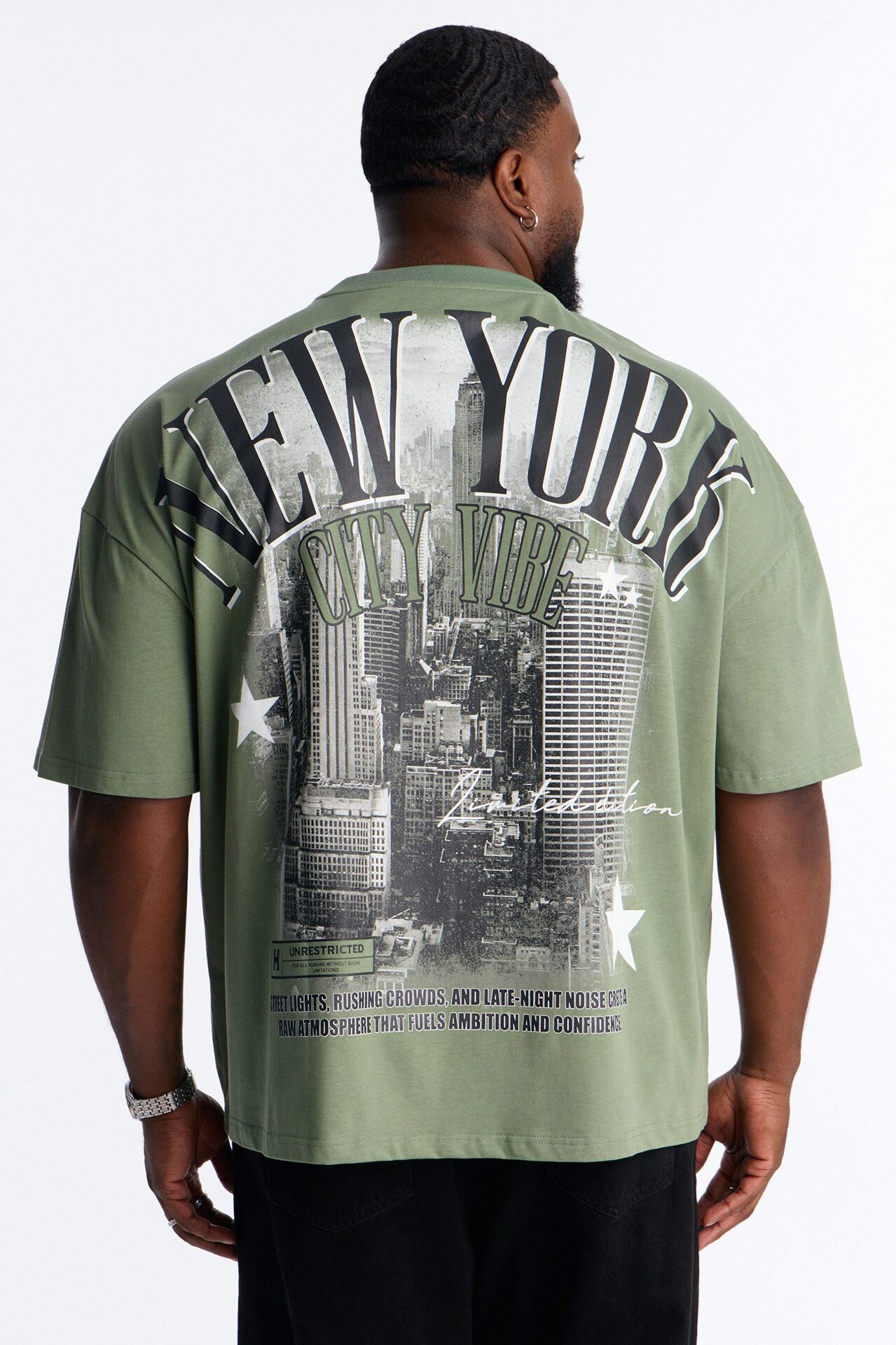New York Heavy Weight Oversized Short Sleeve Tee - Olive