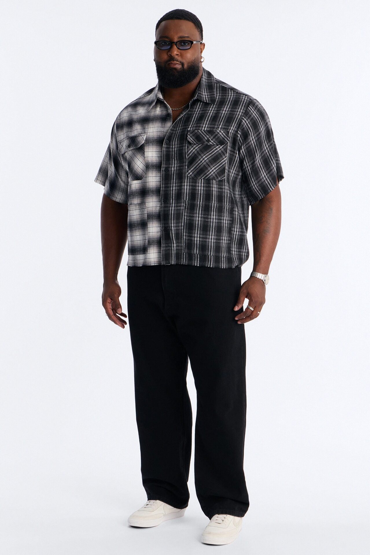Doubletake Plaid Button Up Shirt - Black/combo