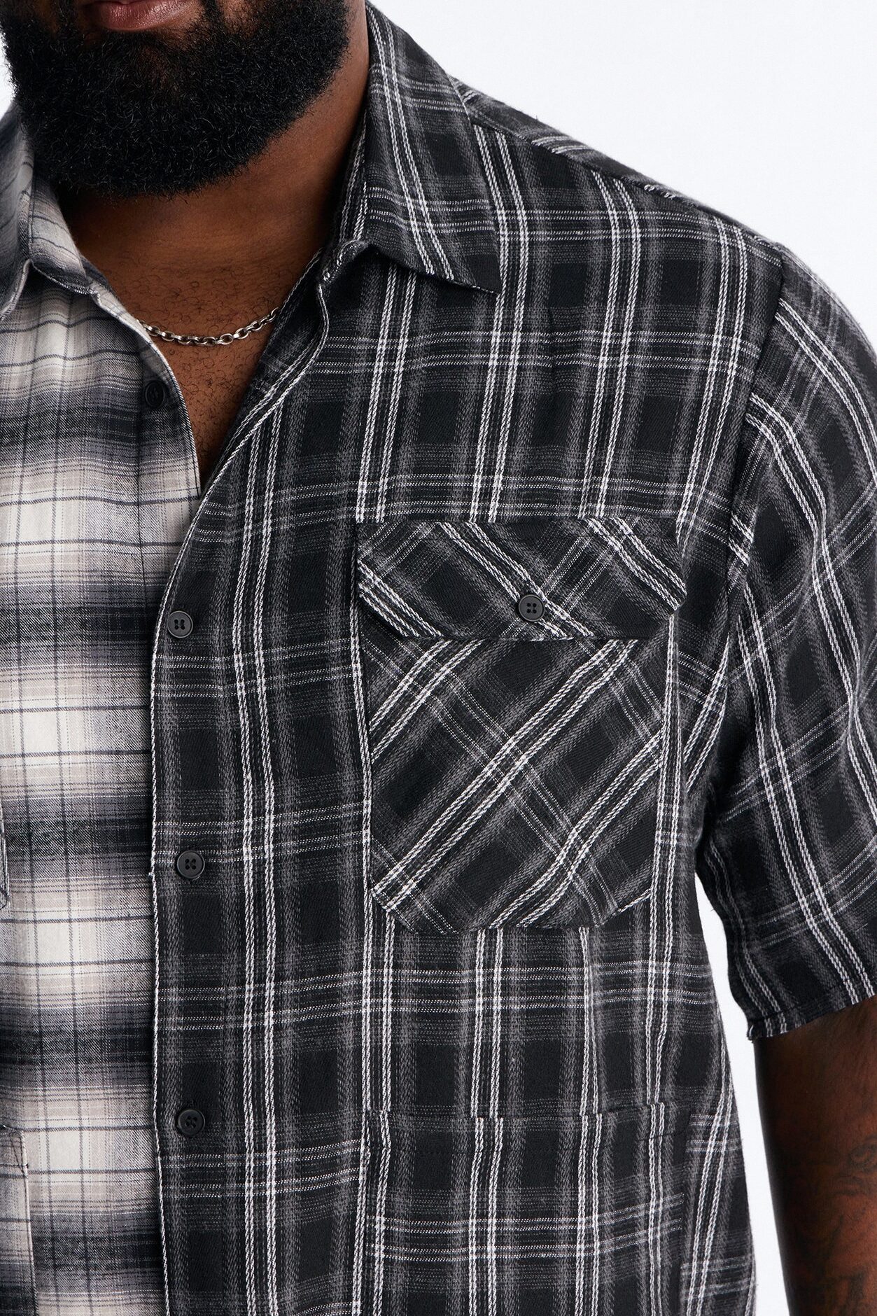 Doubletake Plaid Button Up Shirt - Black/combo