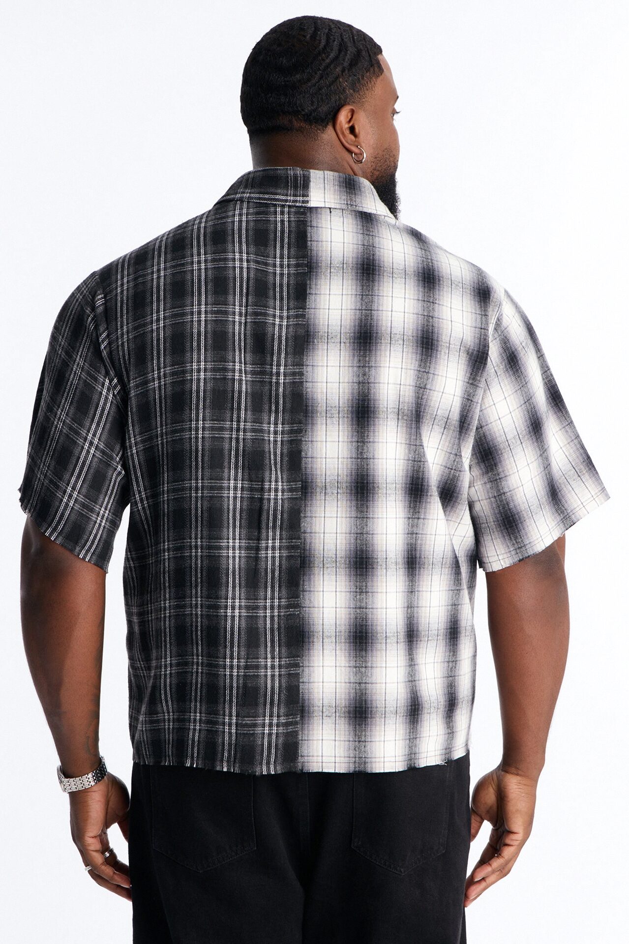 Doubletake Plaid Button Up Shirt - Black/combo