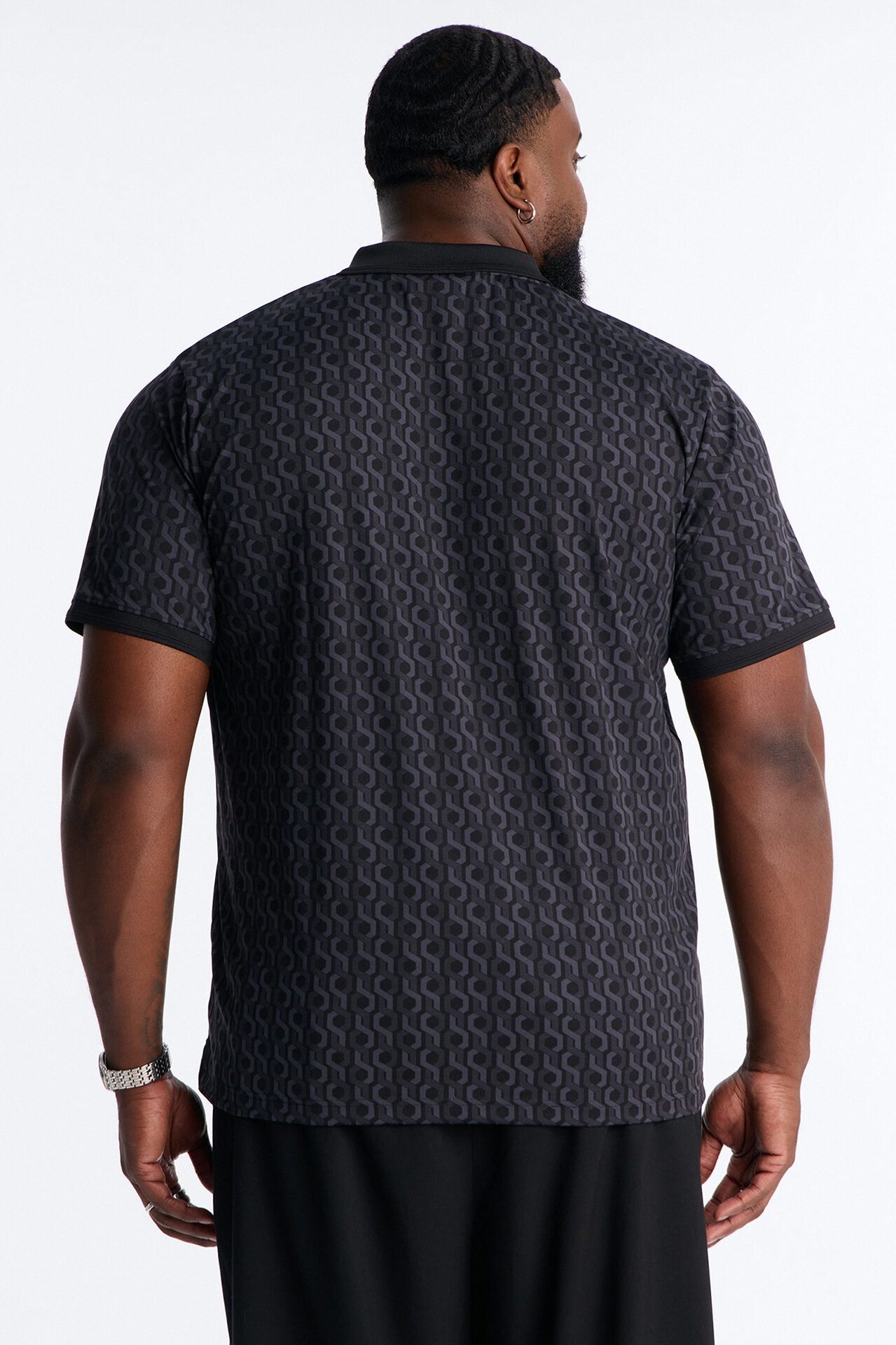 Circa Grid Quarter Zip Polo - Black/Grey
