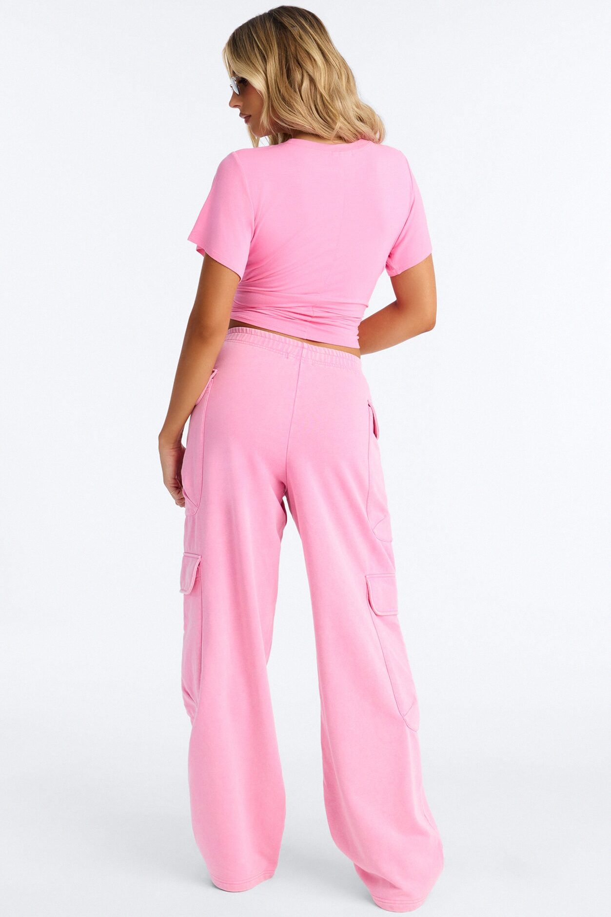 Mila Washed Cargo Pant Set - Bubblegum Pink