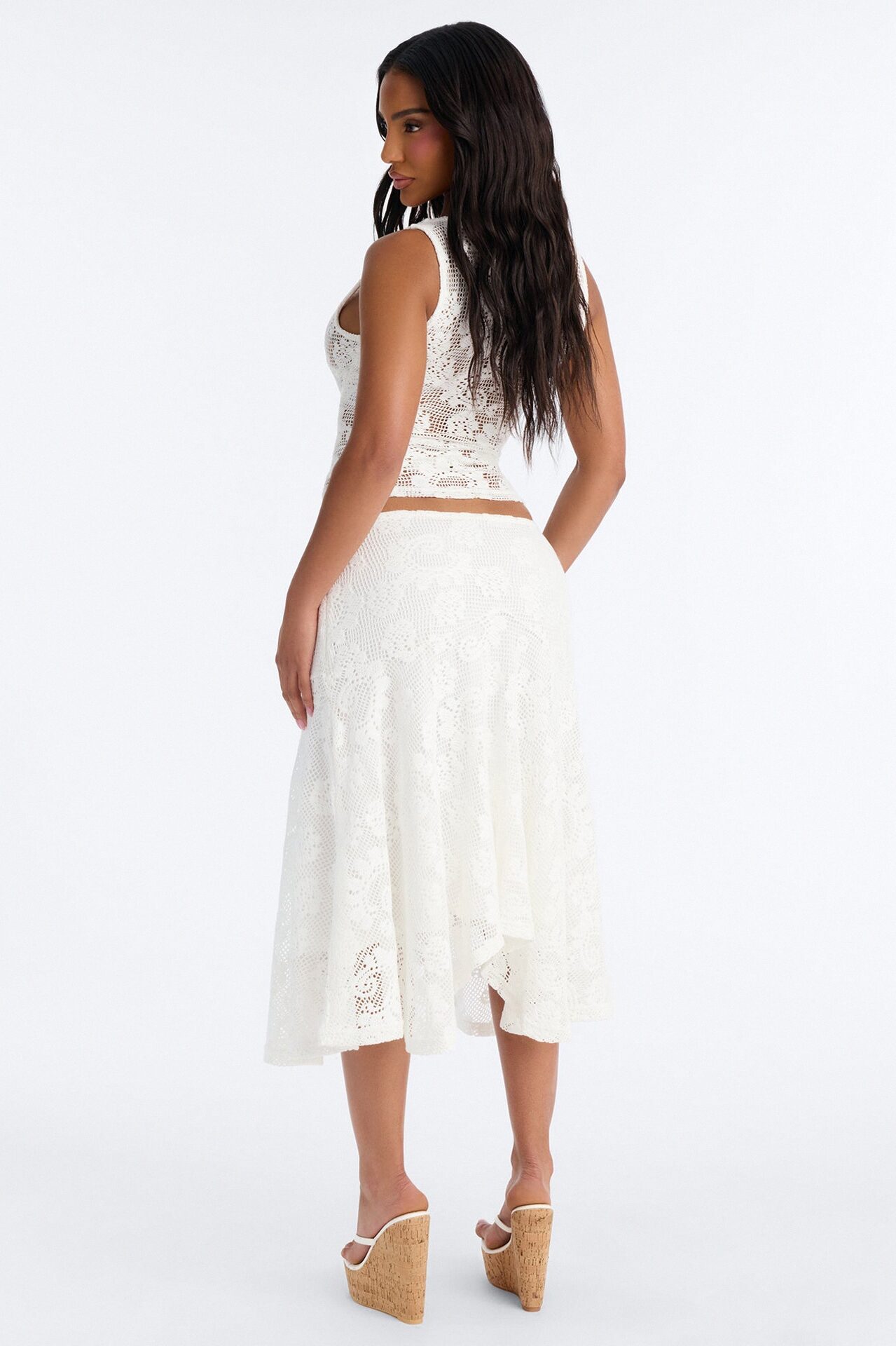 Delicate Days Crochet Skirt Set - White