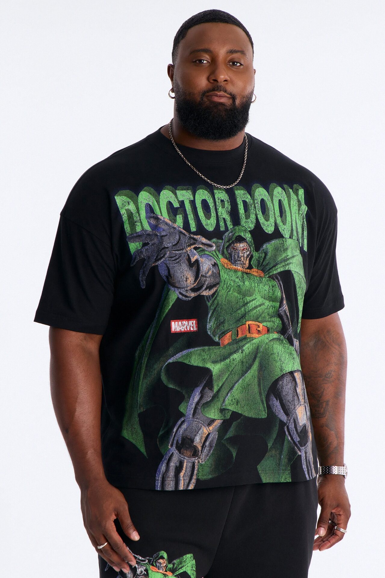 Marvel Dr Doom Heavy Weight Boxy Short Sleeve Tee - Black