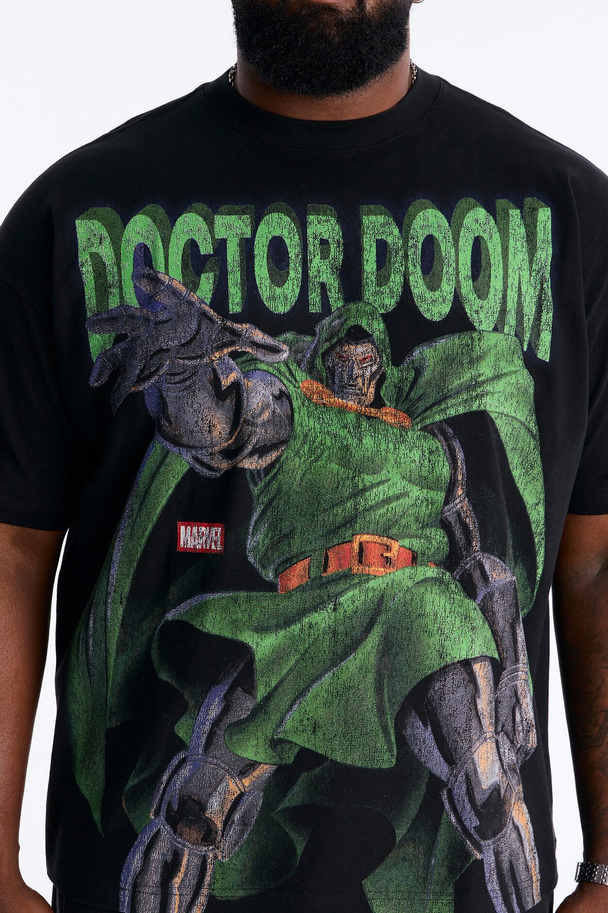 Marvel Dr Doom Heavy Weight Boxy Short Sleeve Tee - Black