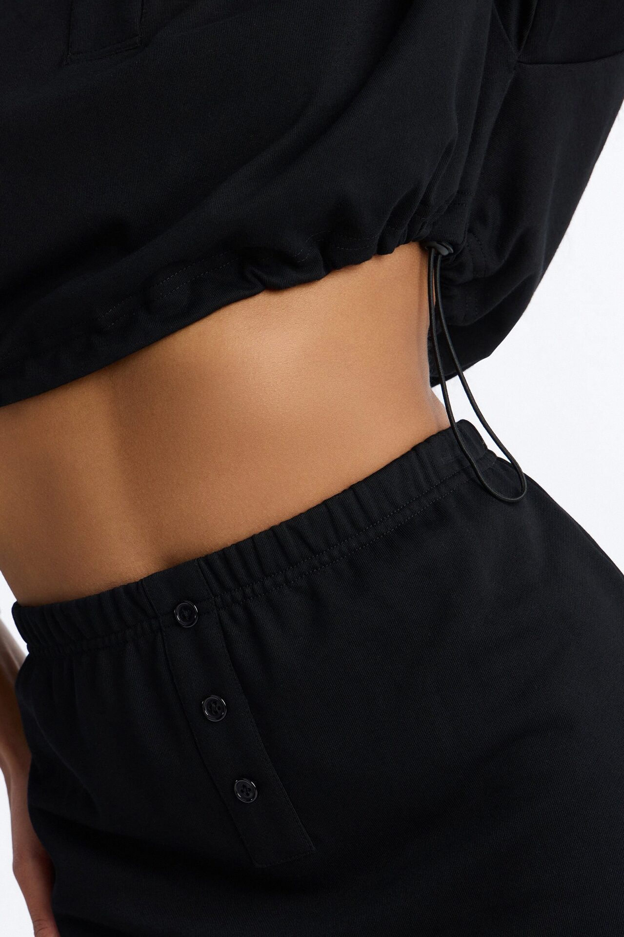 Bella French Terry Mini Skirt Set - Black