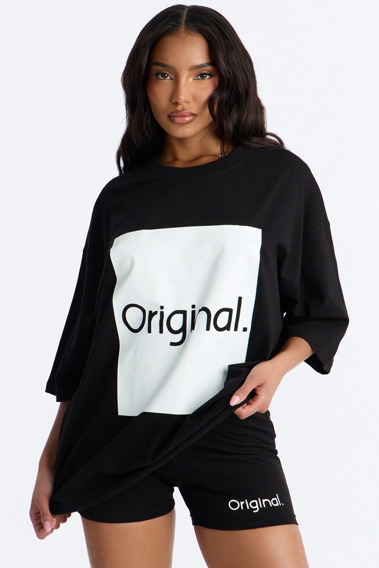 So Original Oversized T-Shirt Short Set - Black