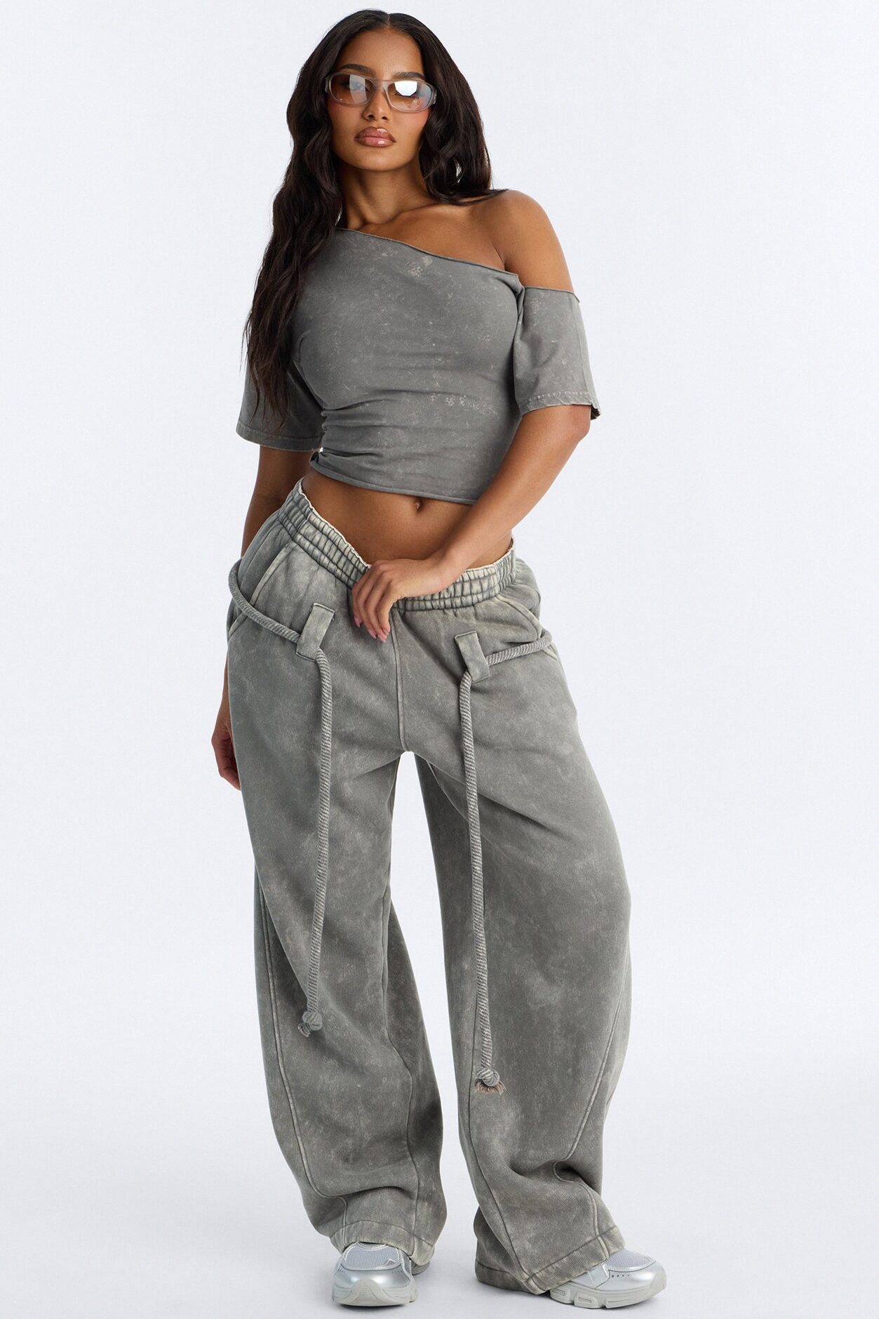 Mia Washed Fleece Pant Set - Moss