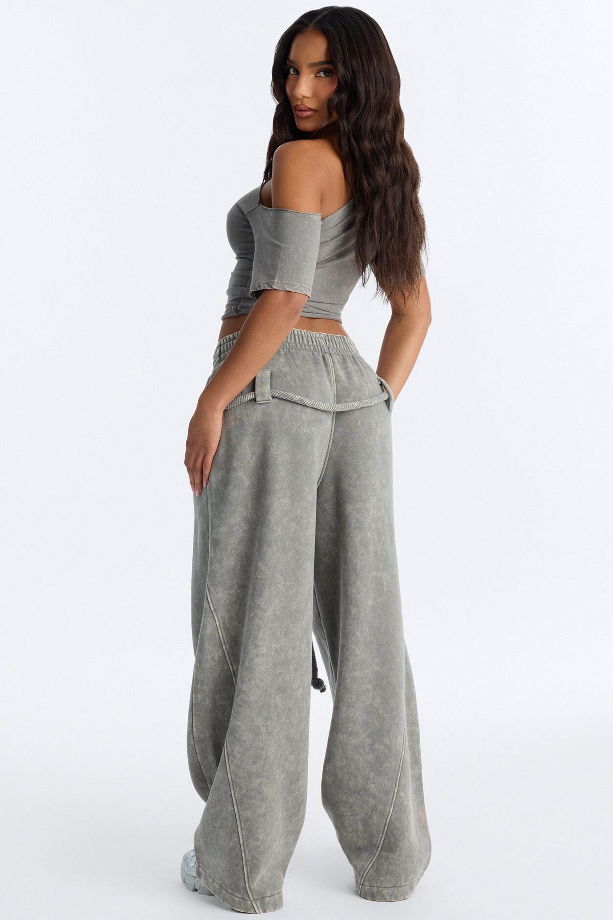 Mia Washed Fleece Pant Set - Moss