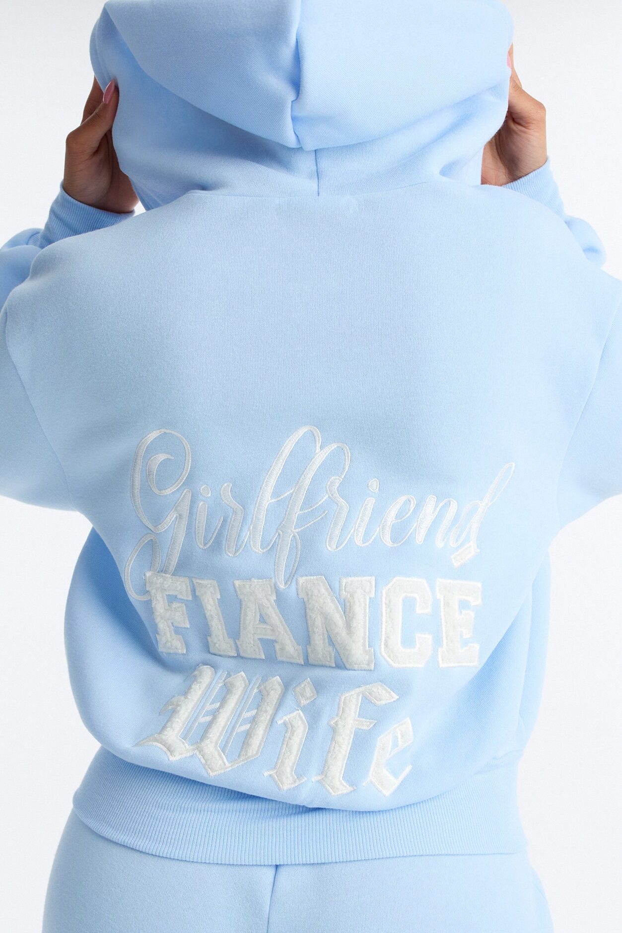 Girlfriend Fiancé Now Wife Pant Set - Light Blue