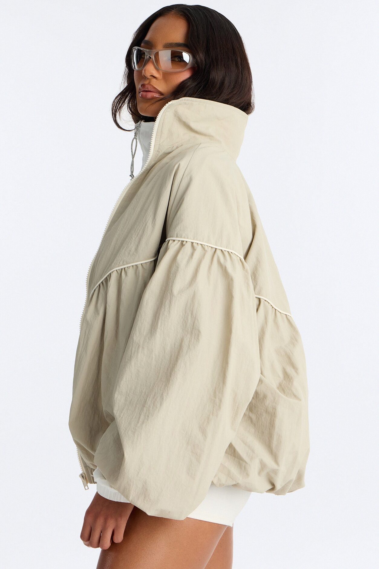 Daybreak Flow Funnel Neck Windbreaker Jacket - Sage