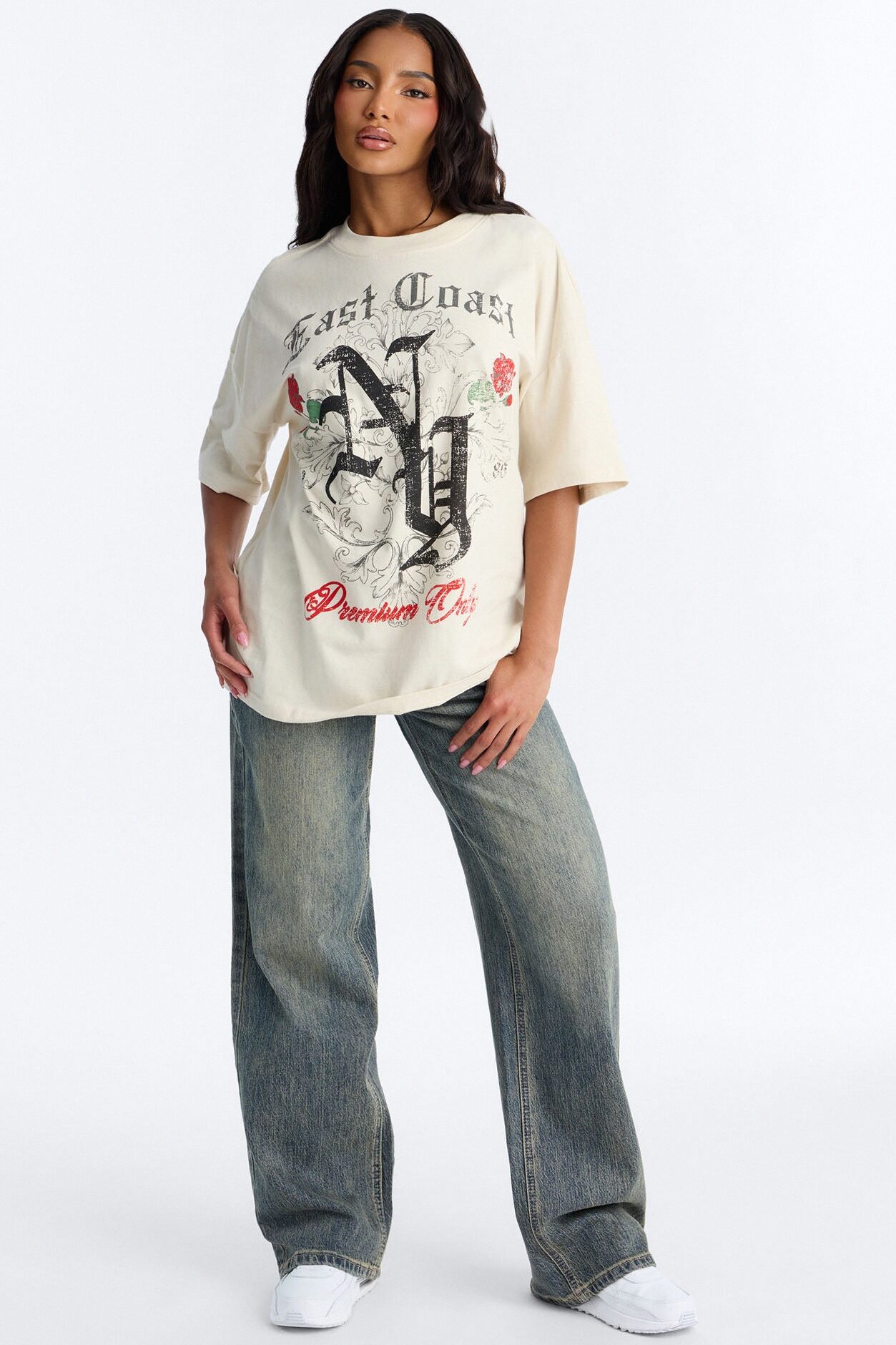 East Coast Roses Tee - Off White