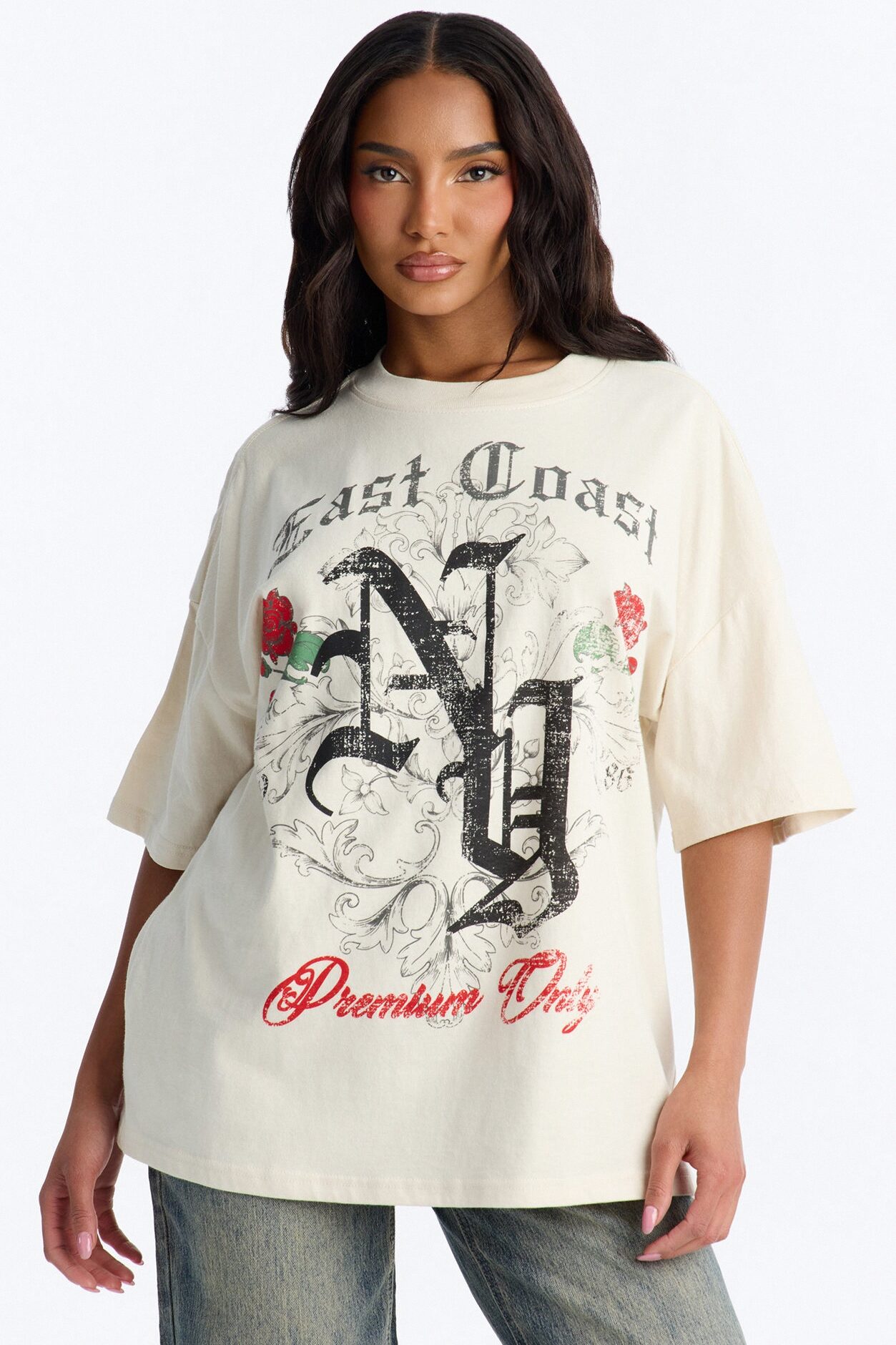 East Coast Roses Tee - Off White