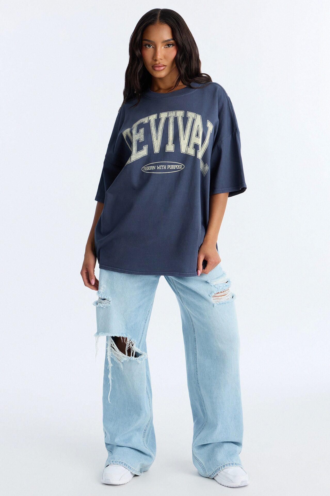 Revival Washed Crew T-Shirt - Navy
