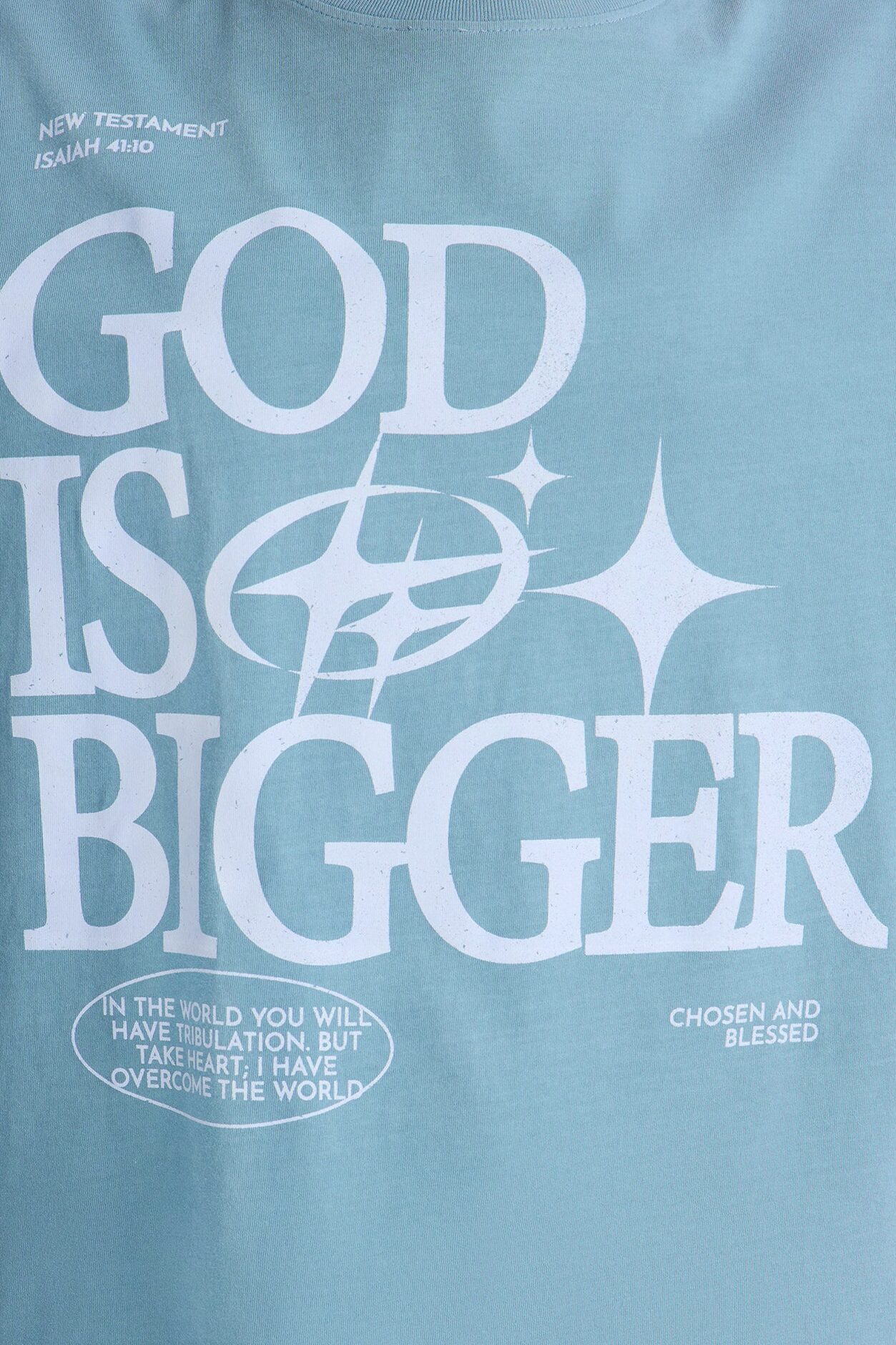 God Is Bigger Washed T-Shirt - Blue