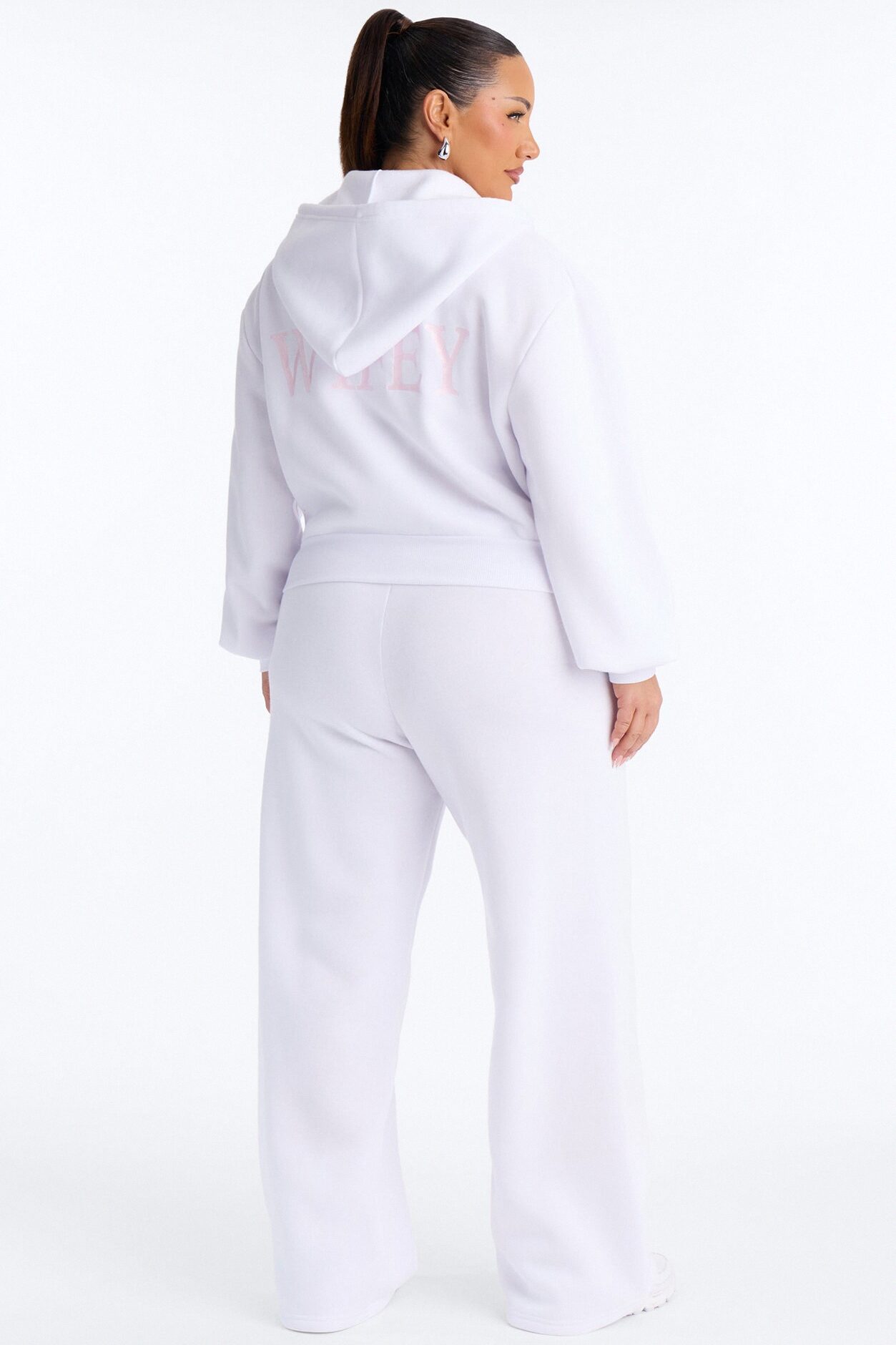 Wifey Era Fleece Pant Set - White/Pink
