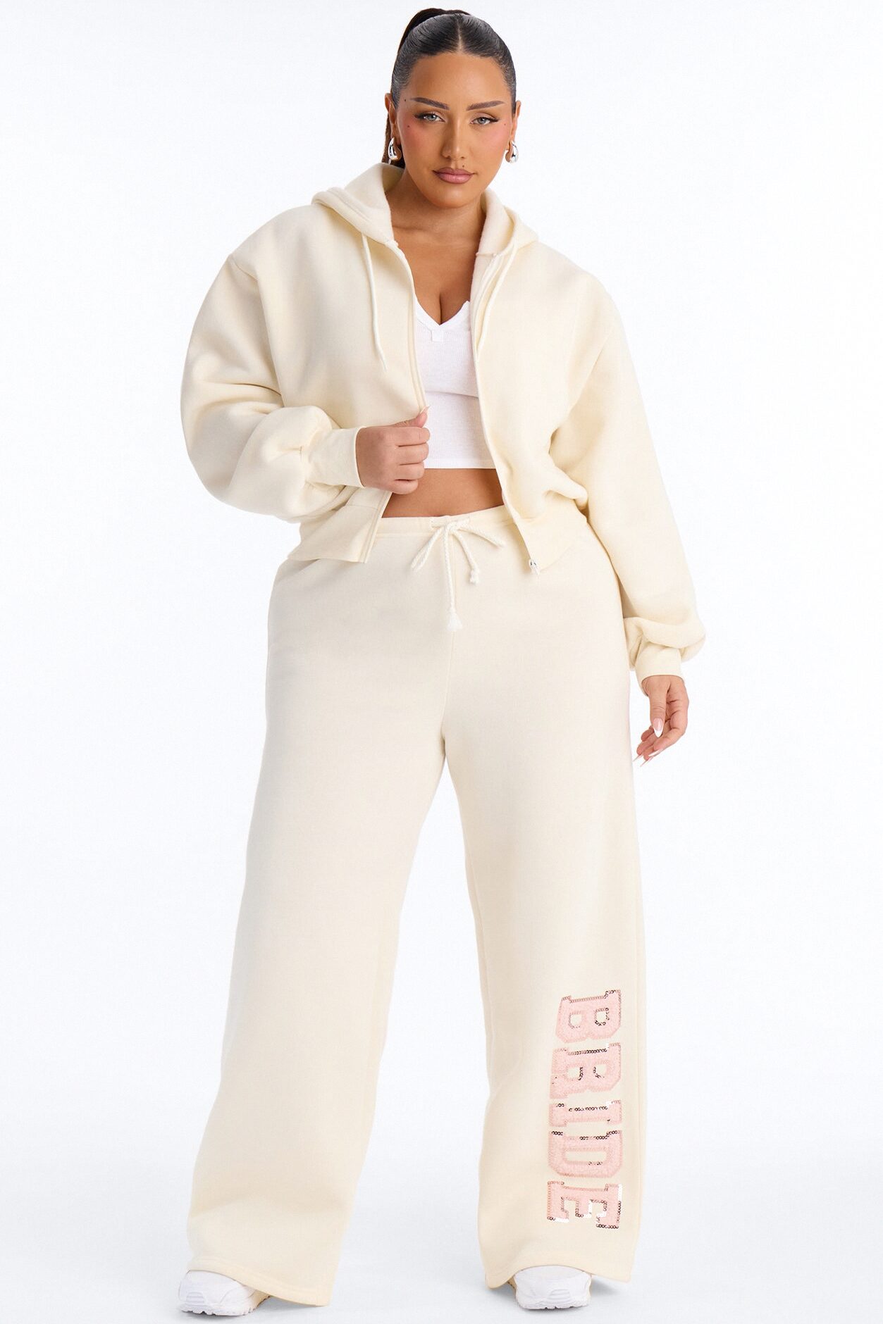Bride To Be Fleece Pant Set - White/Pink