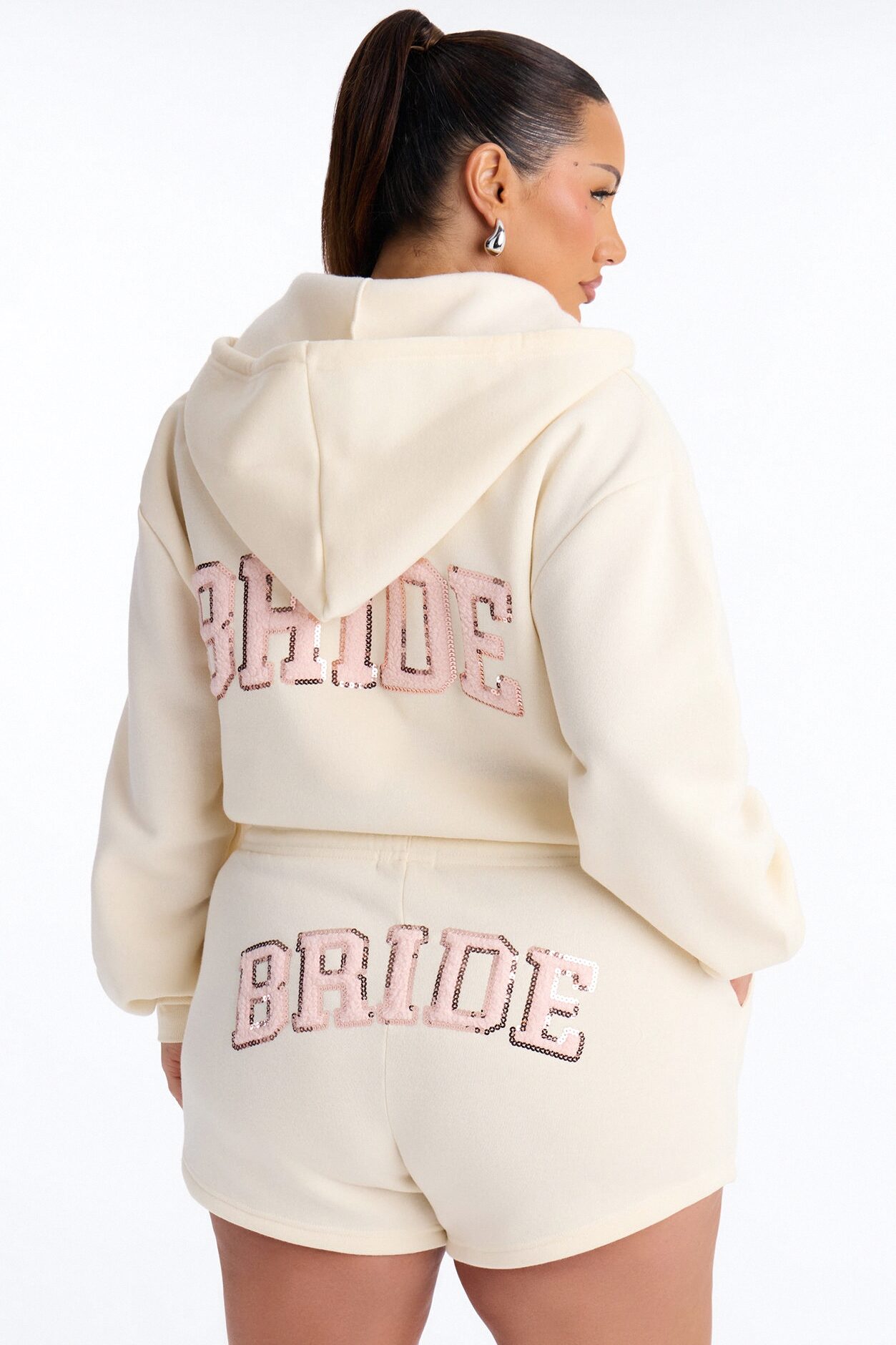 Bride To Be Fleece Short Set - White/Pink